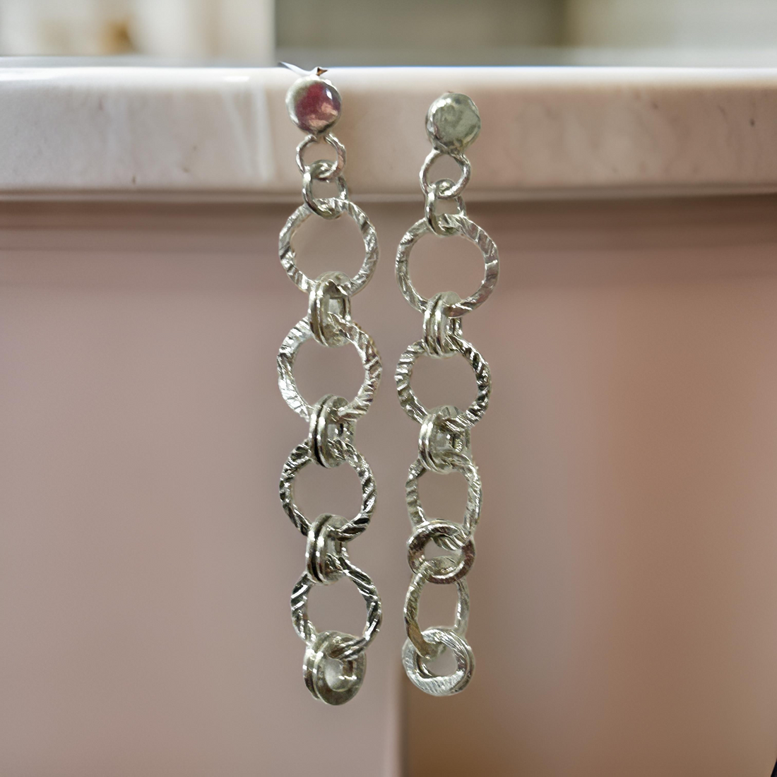 silver chain dangle earrings