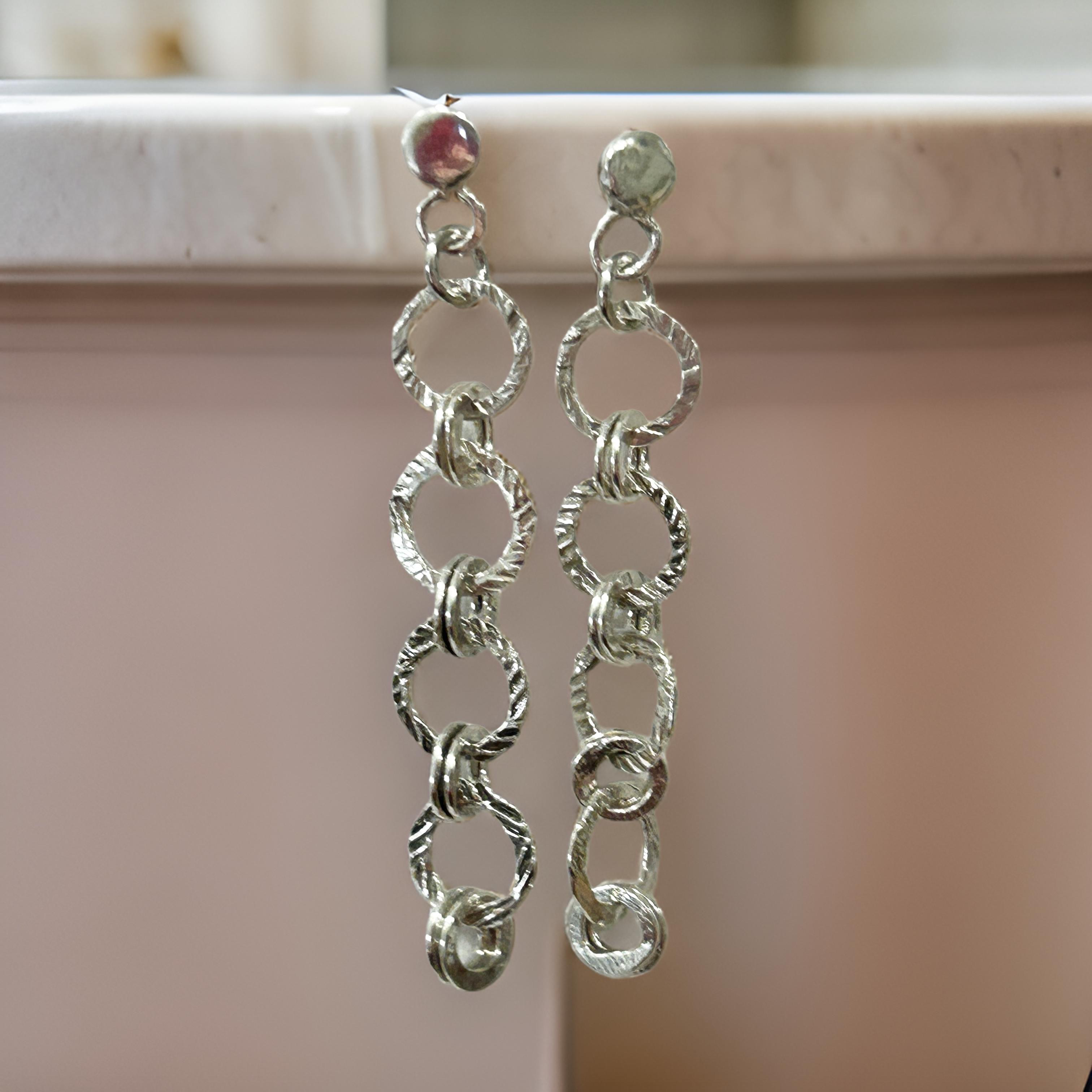 silver chain dangle earrings