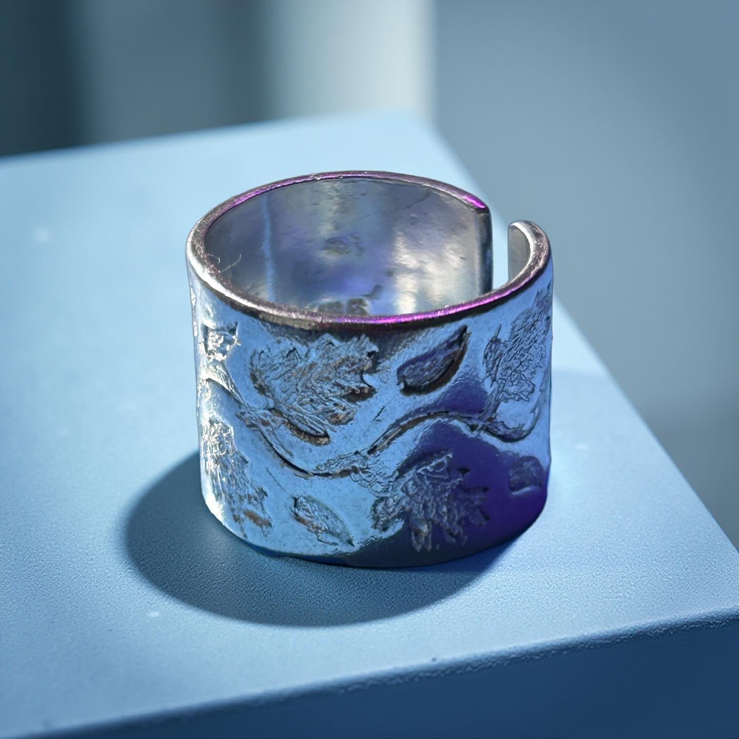 Handmade Fine Silver 999 Ring Wide Band Adjustable Ring