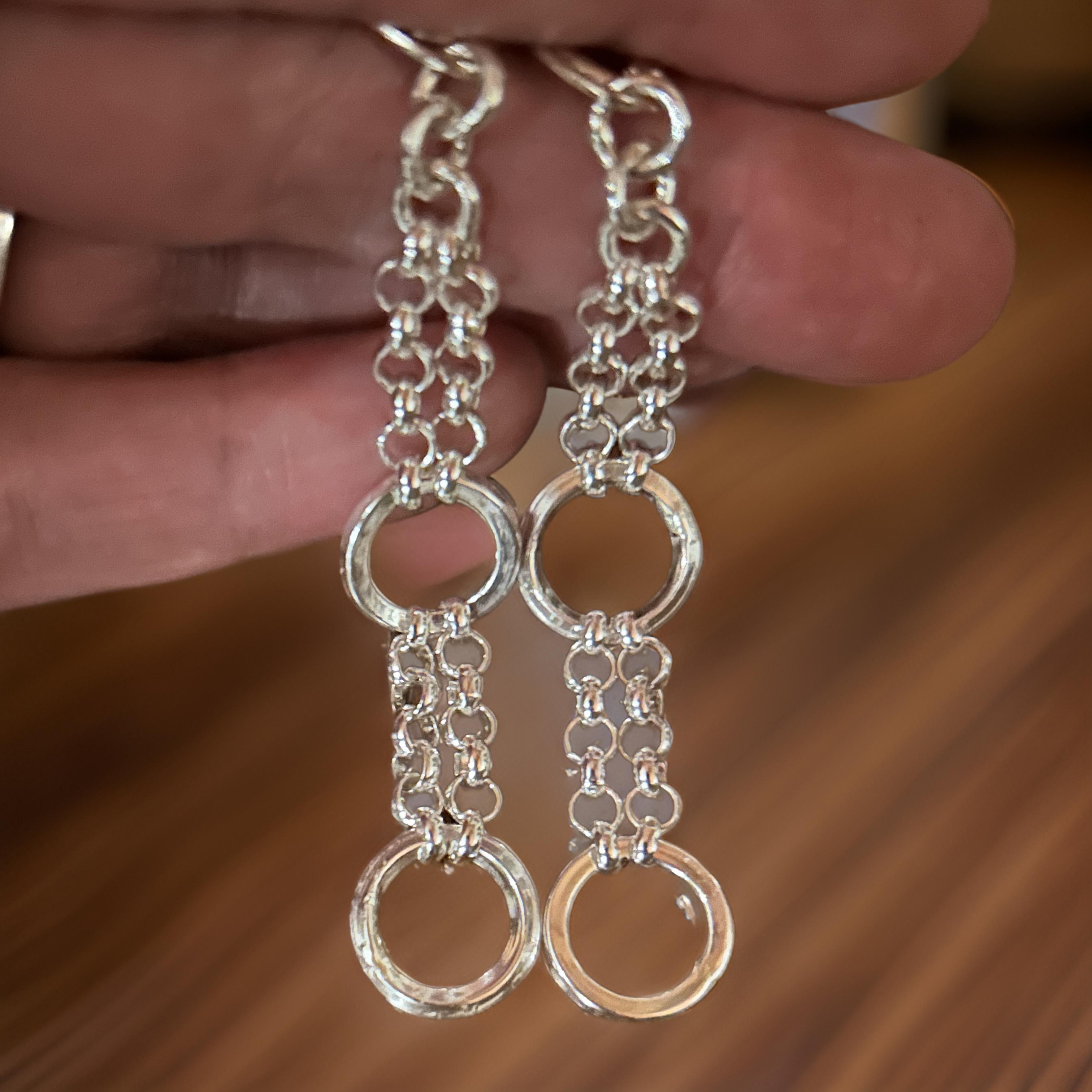 Adjustable Sterling Silver Circle Necklace & Earrings – Bracelet Option – Custom Elegant Gift for Her