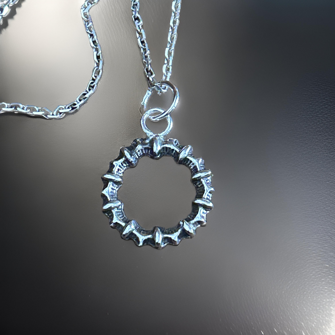 Sterling Silver Crown of Thorns Necklace – Silver Spike Pendant