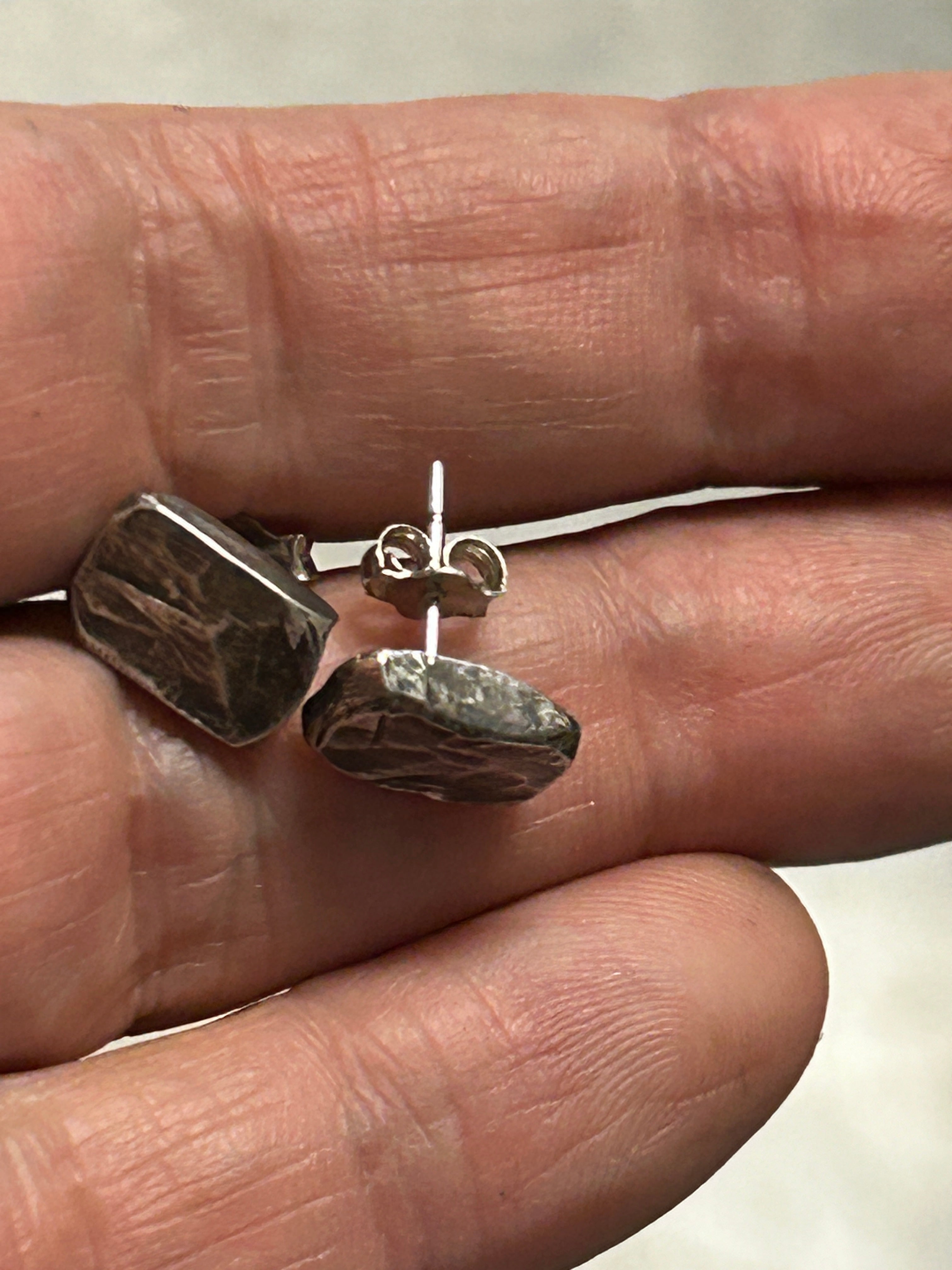 Sterling Silver rectangular Men’s Stud Earrings