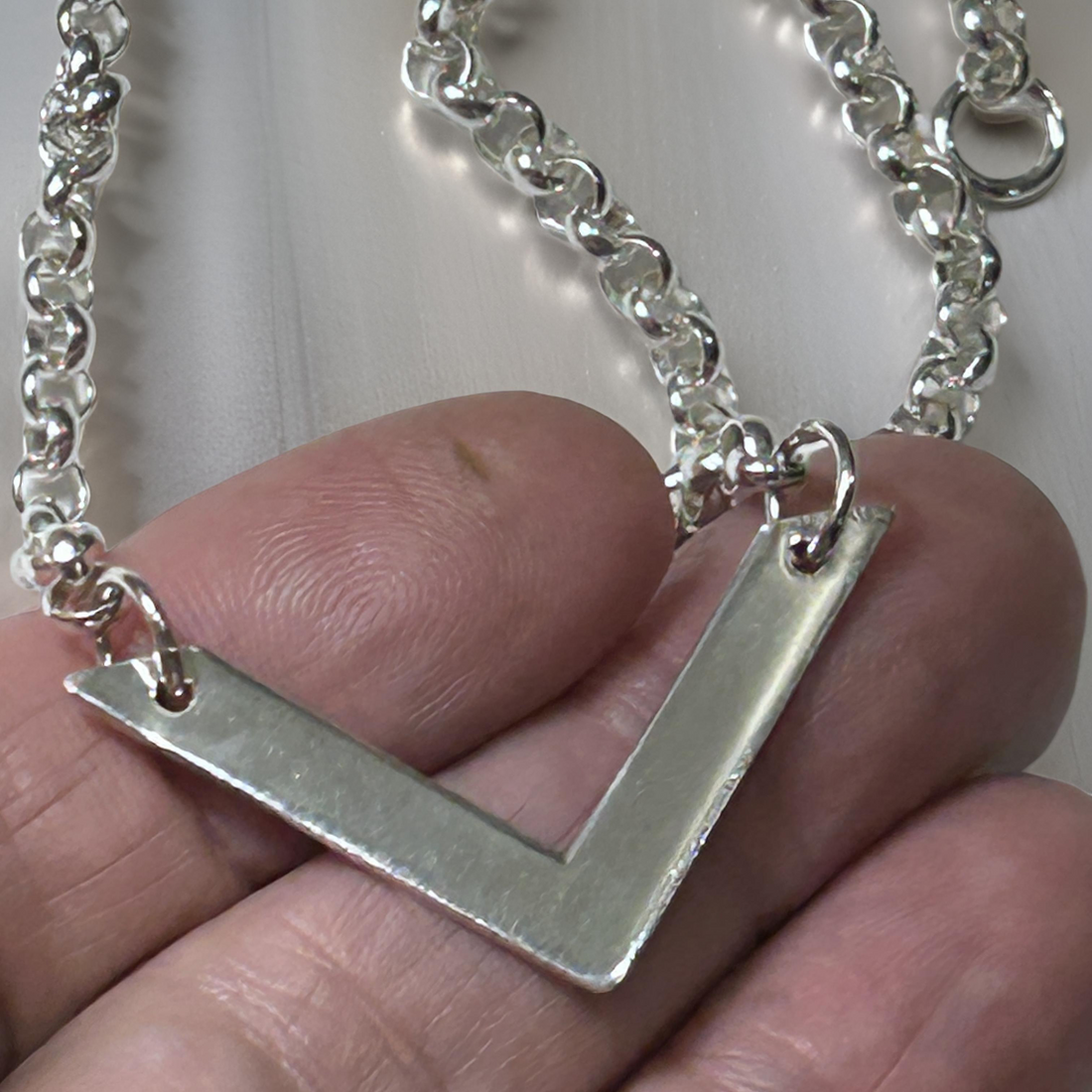 Elegant V Sterling Silver Necklace - Handcrafted for Women