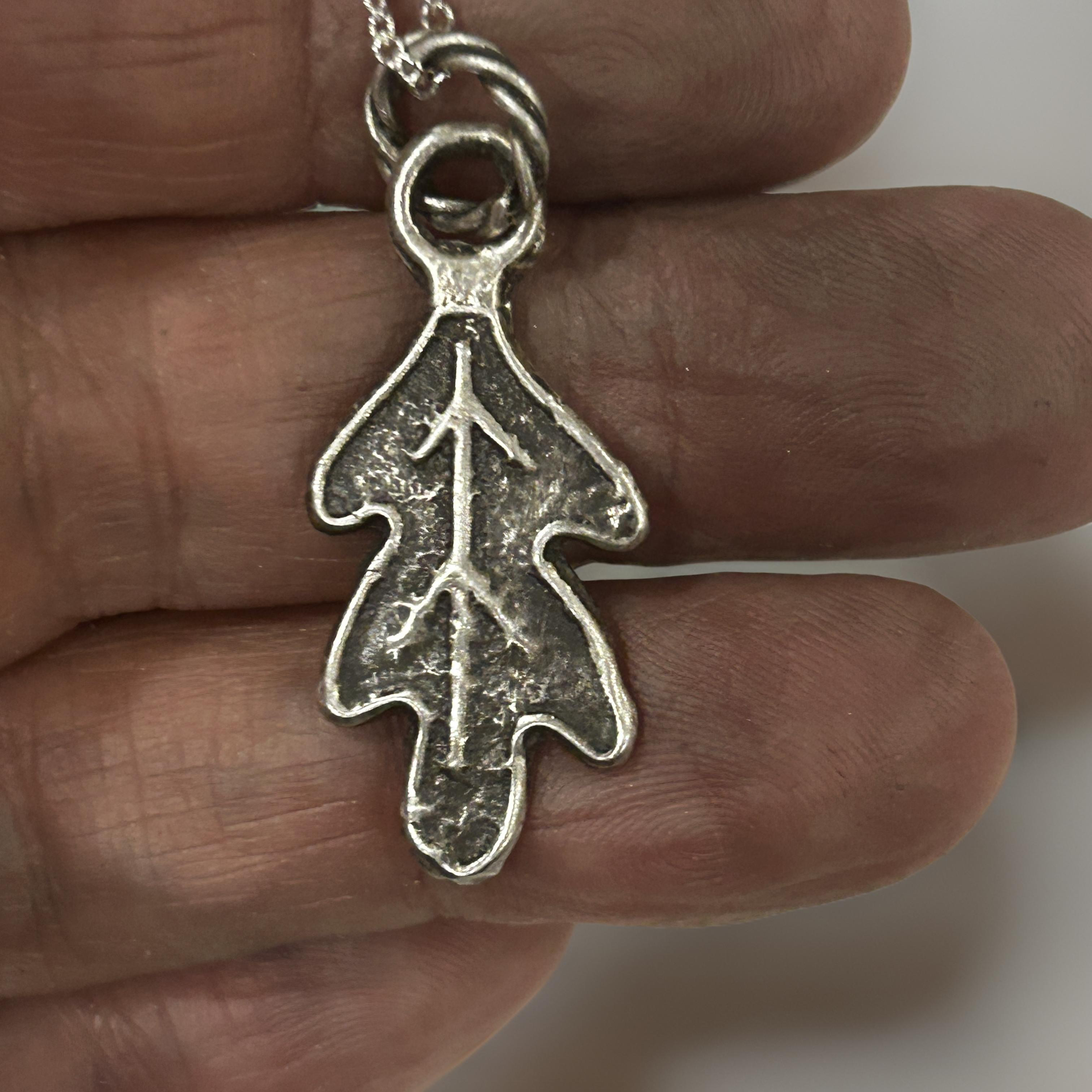 Handmade Sterling Silver Oak Leaf Pendant Necklace