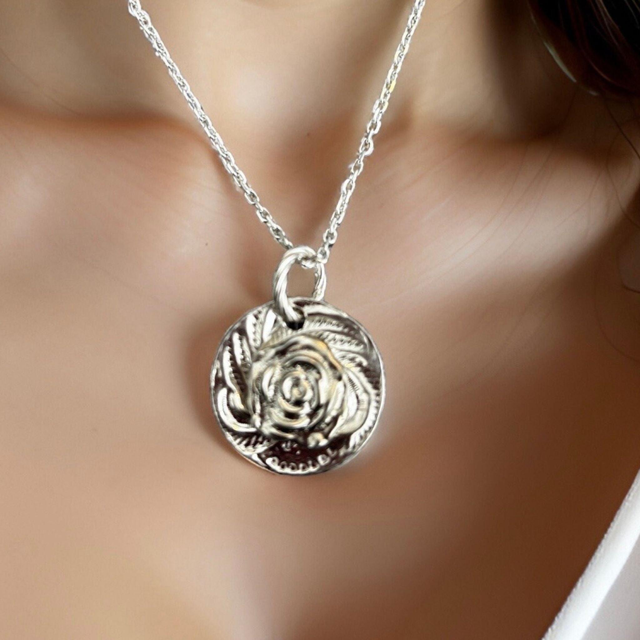 Silver Flower Rose Necklace - JJewelryArt