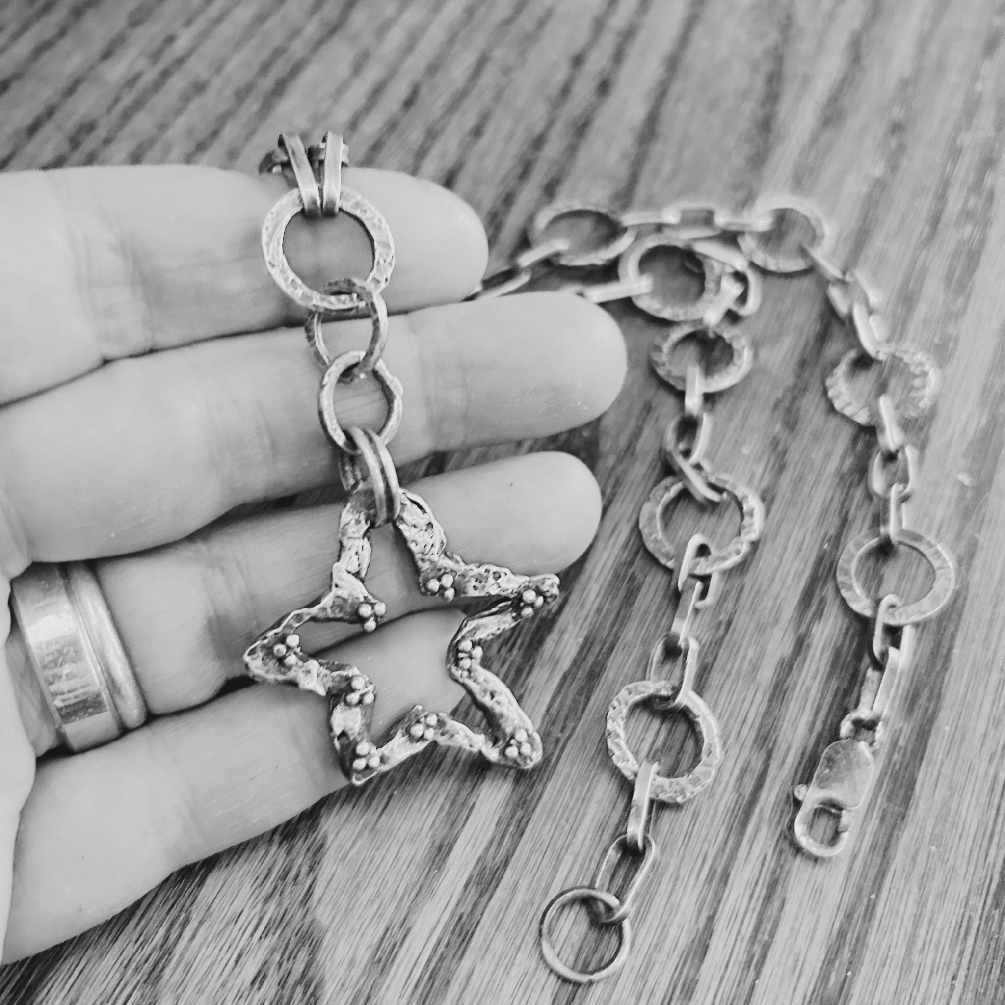 Rustic 925 Sterling Silver Star Pendant – Handmade Oxidized Star Necklace – Artisan Statement Jewelry