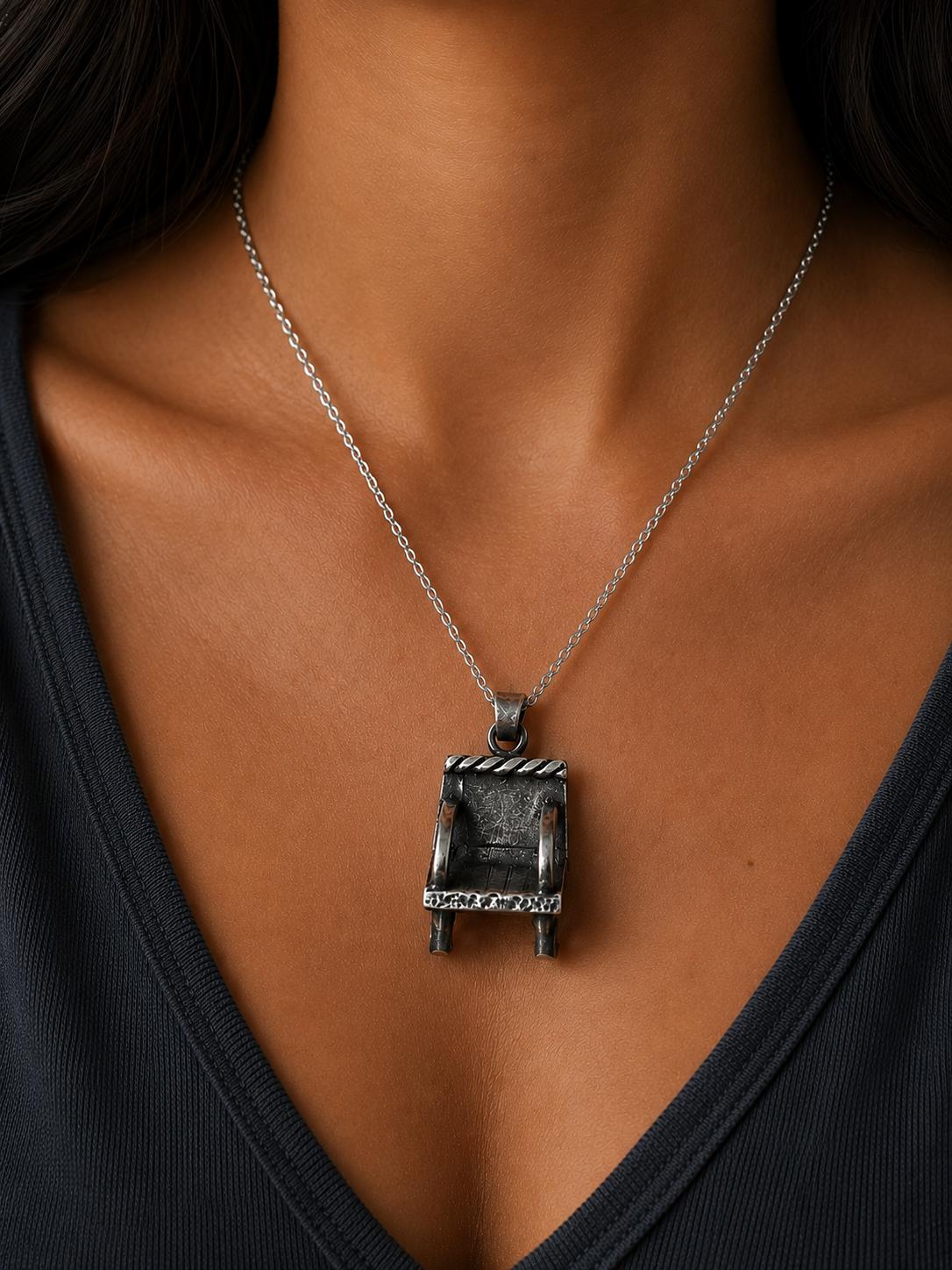 Handmade Sterling Silver Artisan Chair Pendant Necklace
