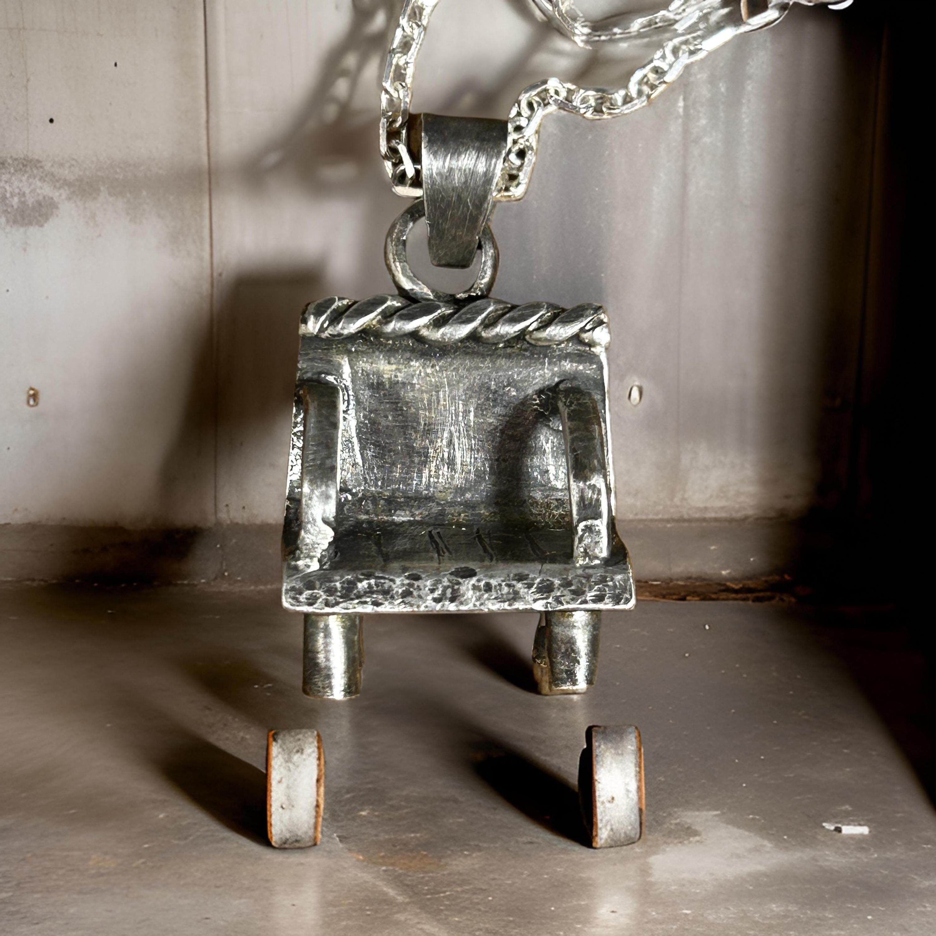 Handmade Sterling Silver Artisan Chair Pendant Necklace