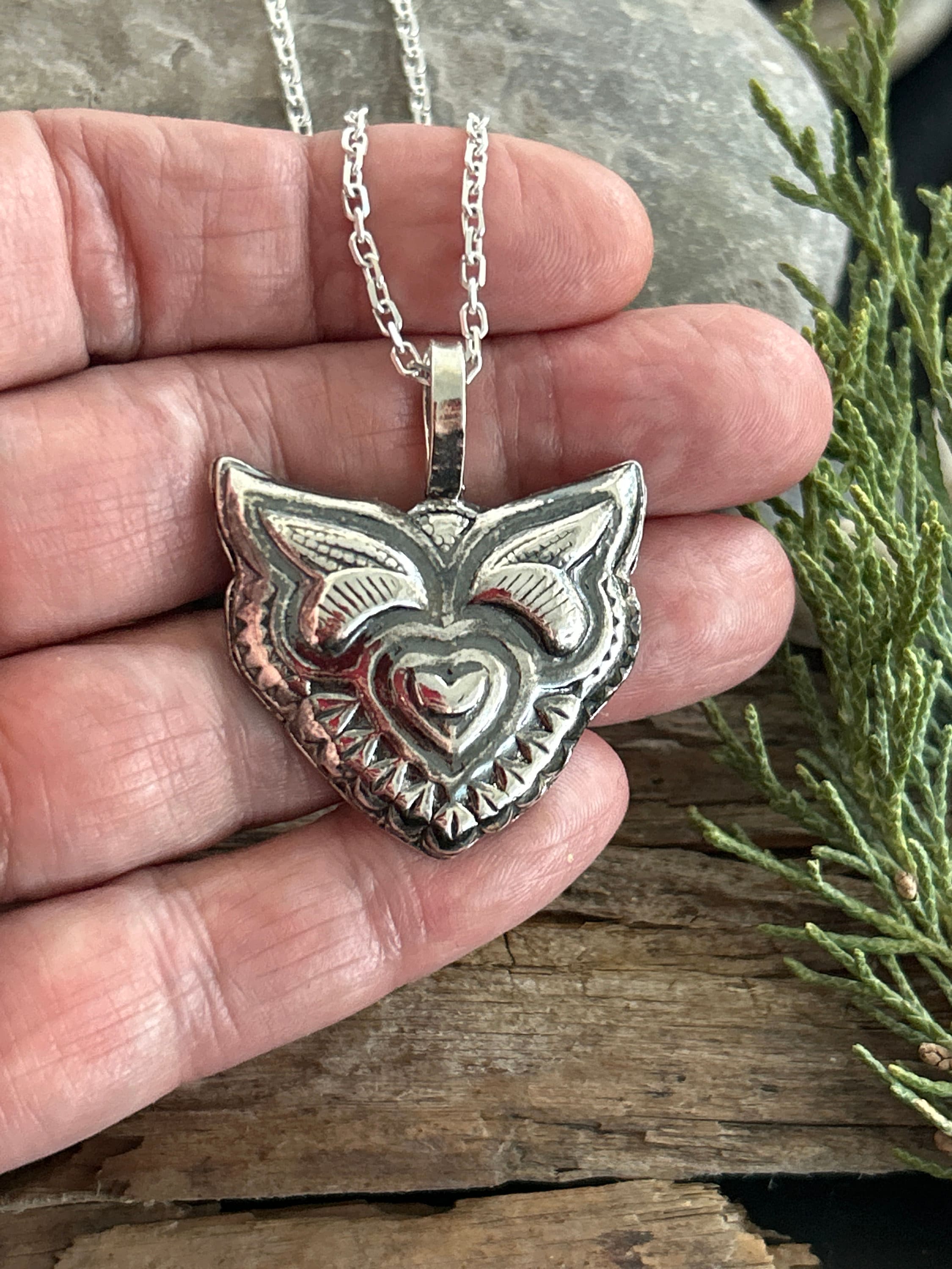Handmade Silver Fox Pendant, Woodland Animal Jewelry