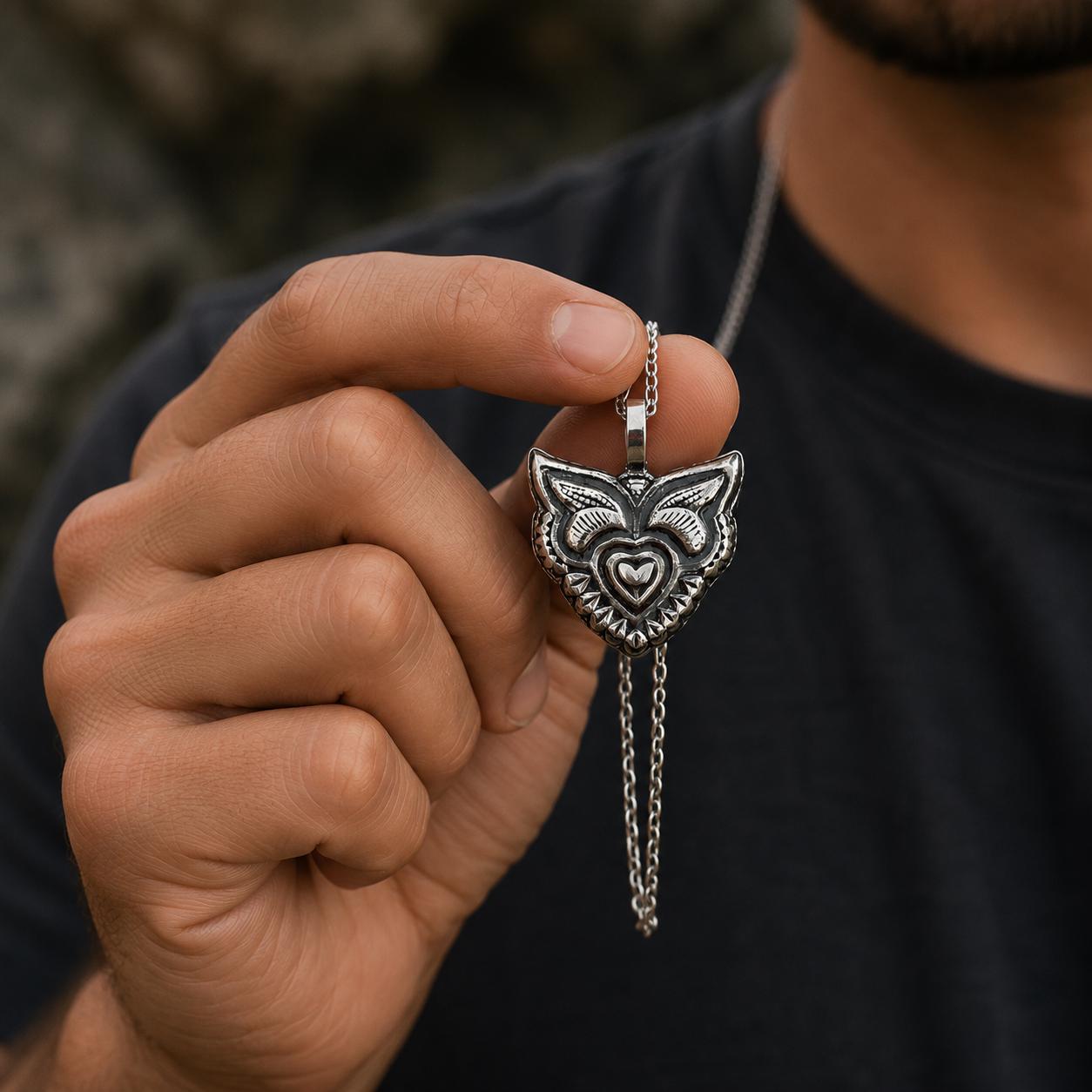 Handmade Silver Fox Pendant, Woodland Animal Jewelry