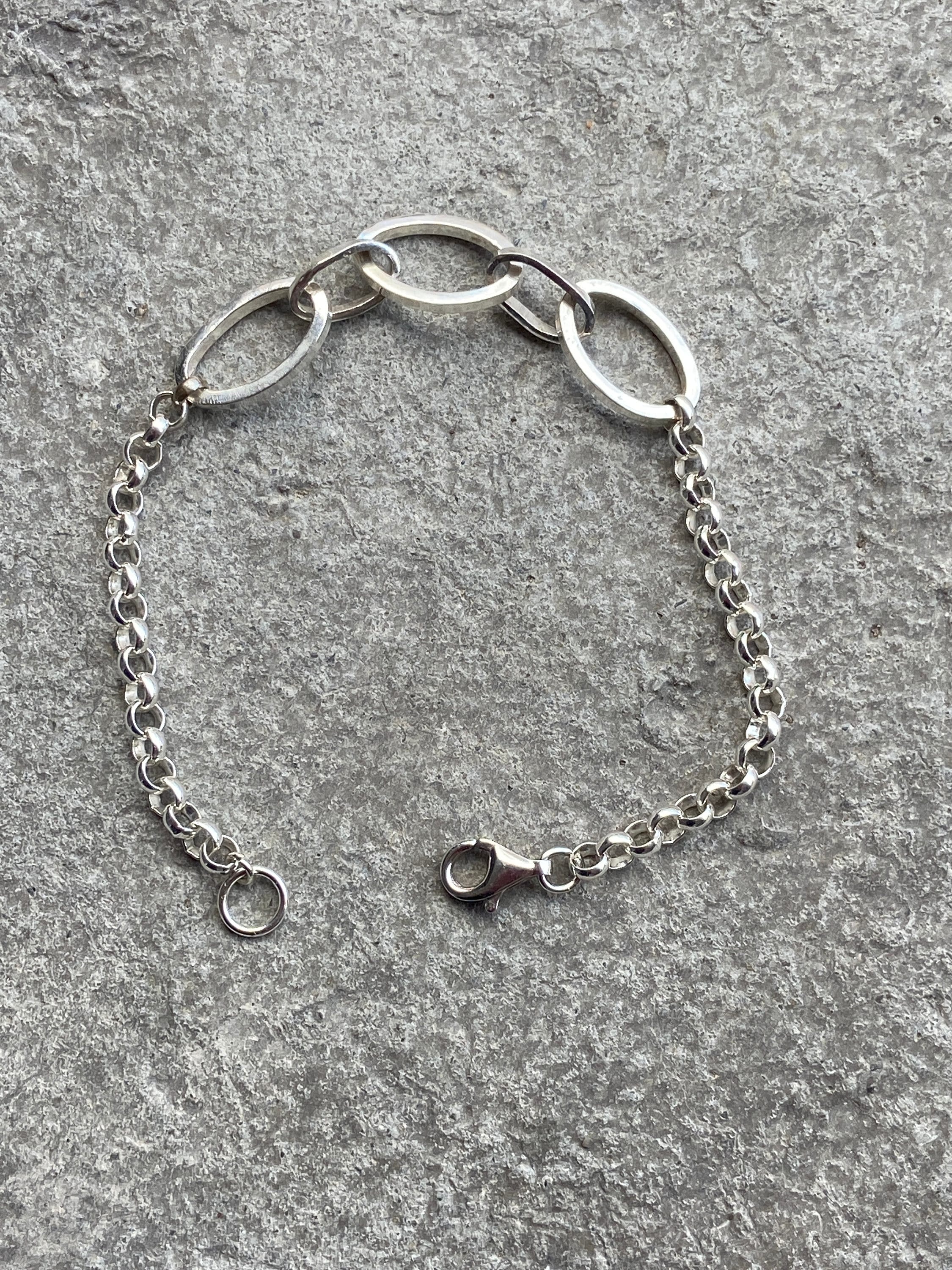 Sterling Silver Oval Link Bracelet, 7.5 Inch Women’s Silver Chain Bracelet, 925 Silver/999 silver Jewelry