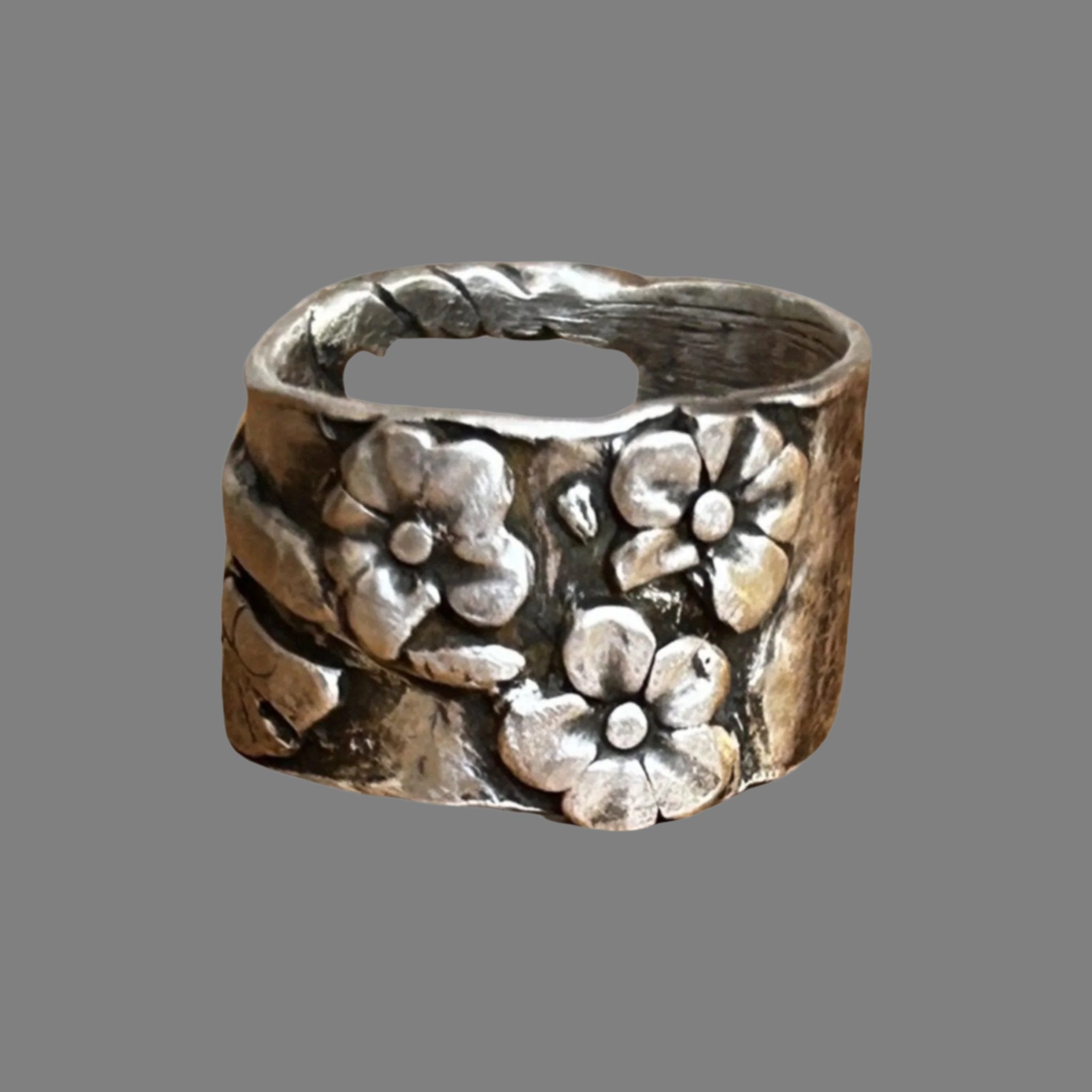 Floral Band Ring - Handcrafted Silver Ring | JJewelryArt