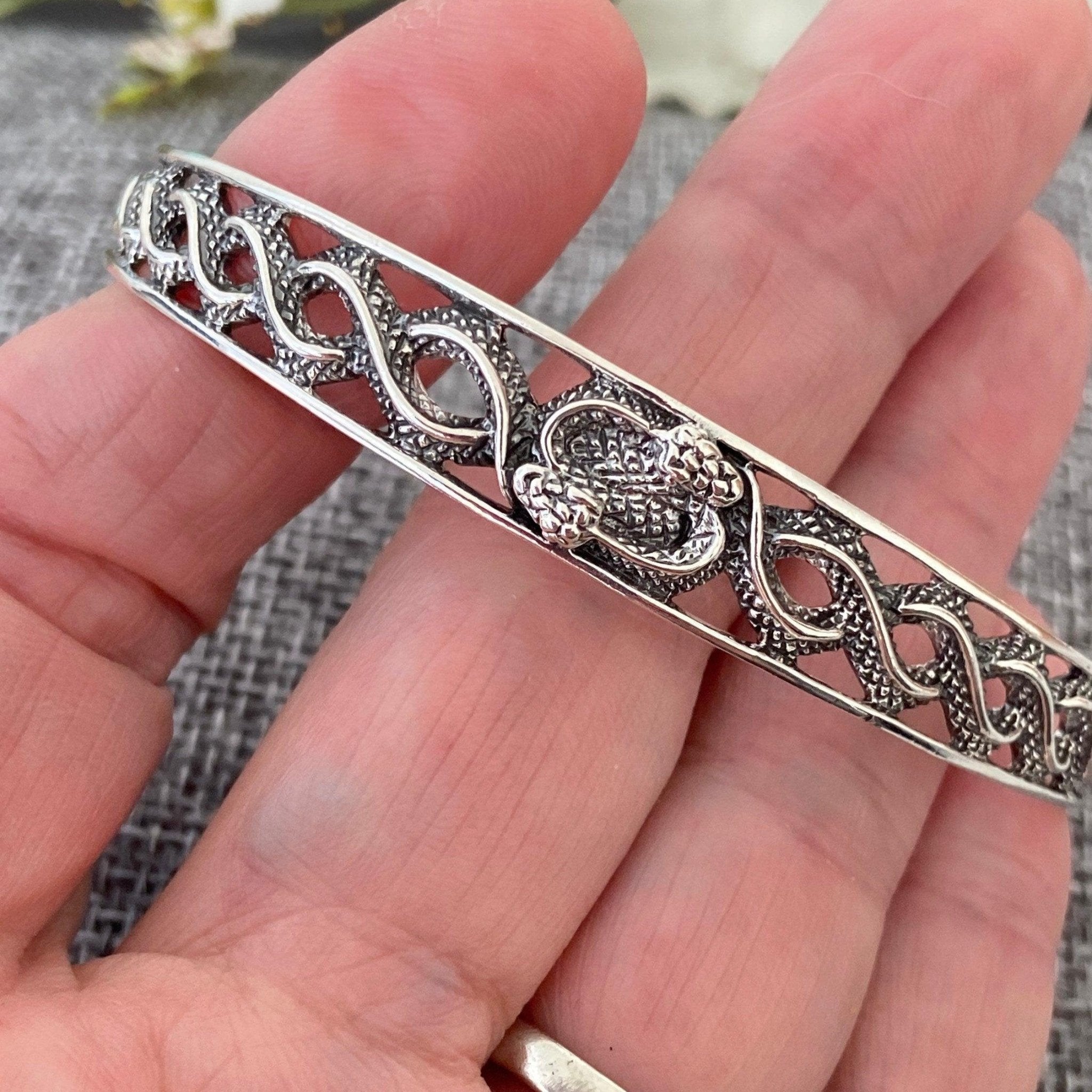 Elegant Sterling Silver Snake Bracelet Band-JJewelryArt