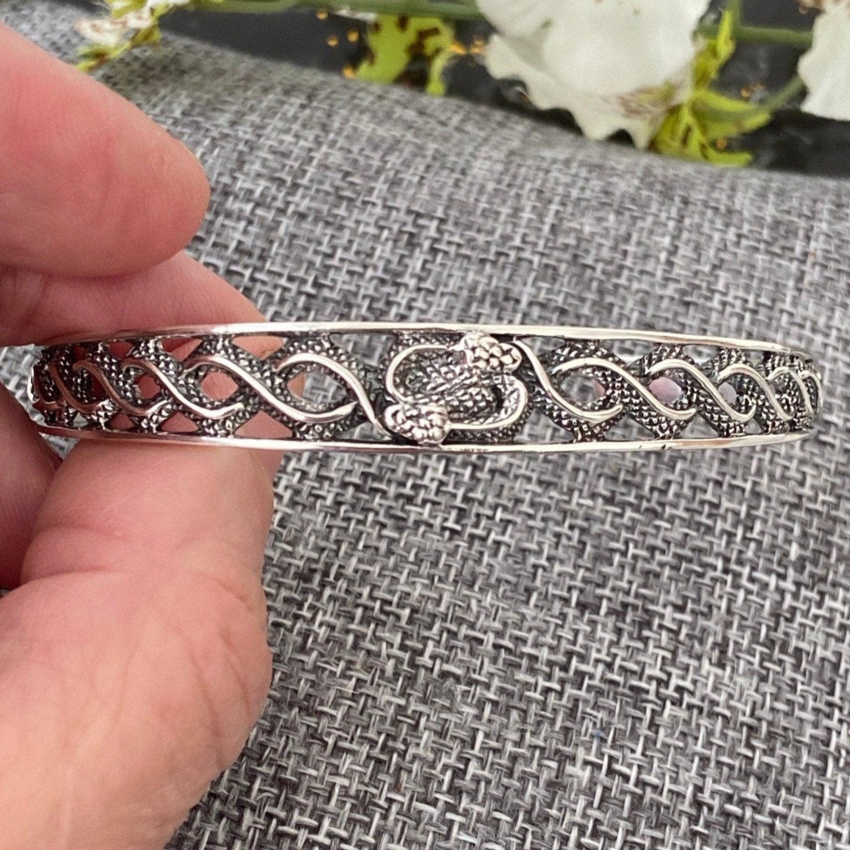 Elegant Sterling Silver Snake Bracelet Band-JJewelryArt