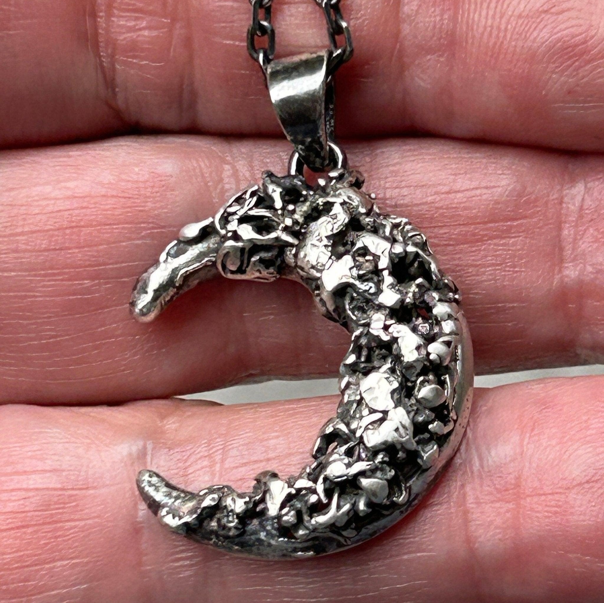 Artisan Silver Moon Necklace - 925 Sterling Silver Moon | JJewelryArt