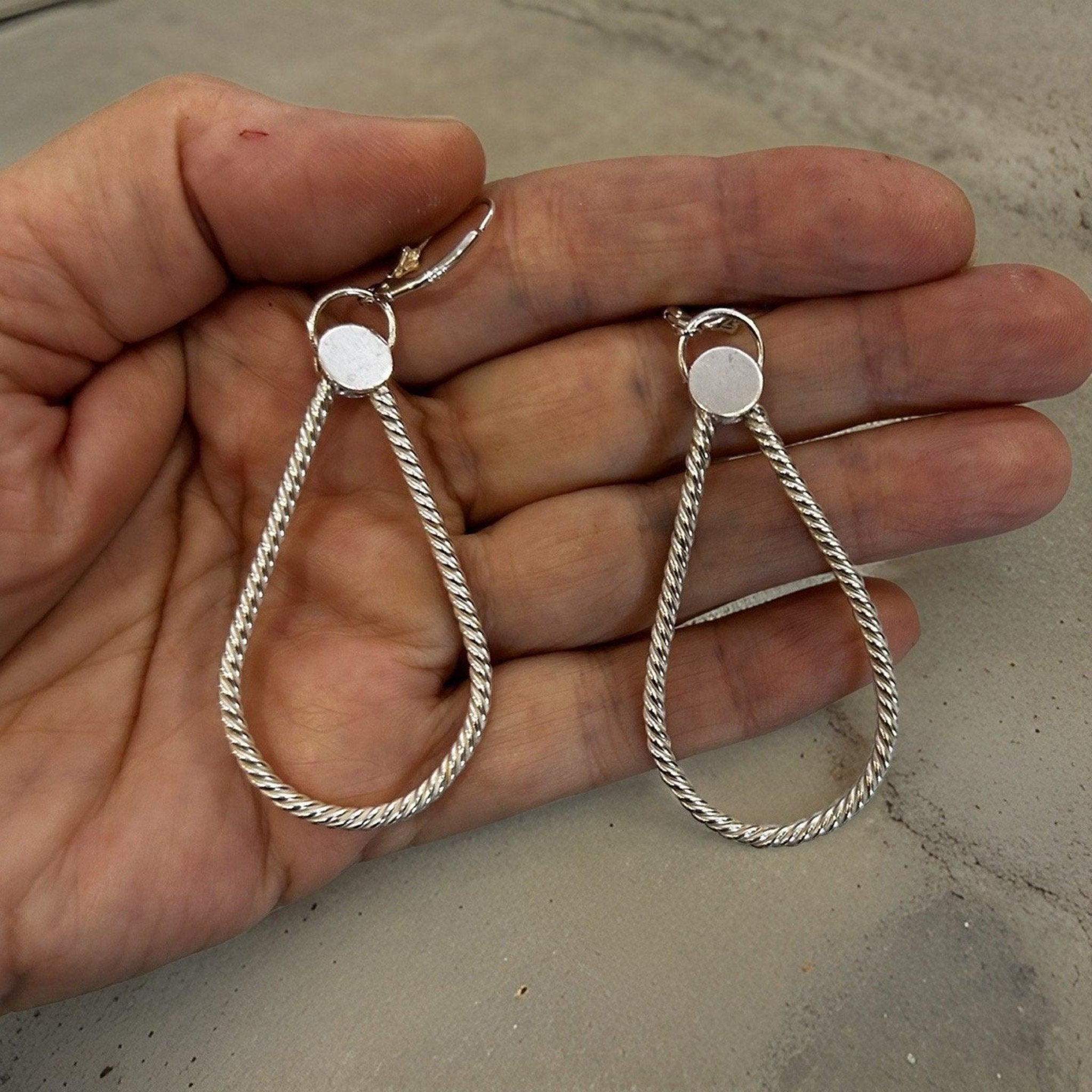 Twisted Drop Earrings - Silver Drop Earrings | JJewelryArt