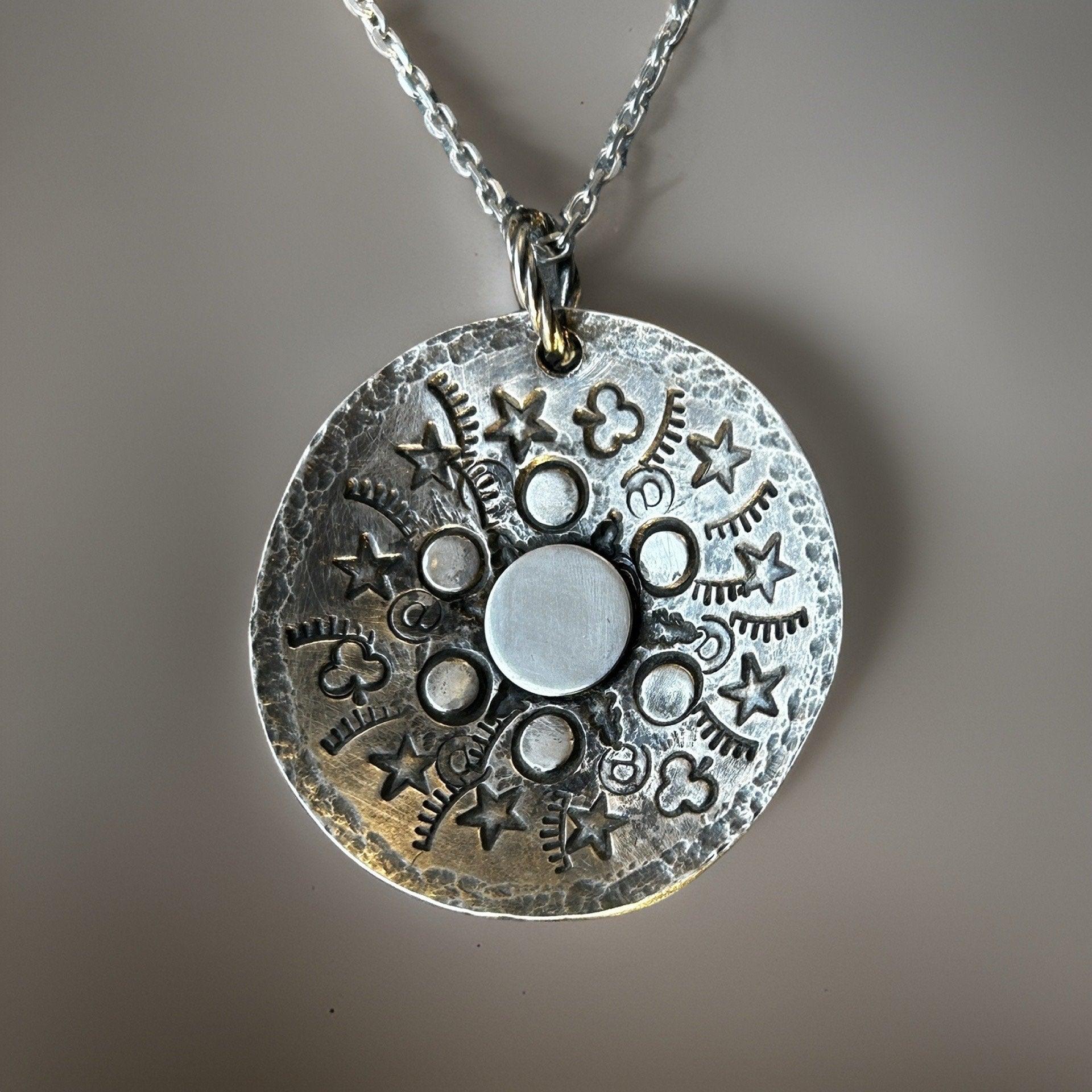 Celestial Rhythms Pendant - Handmade Silver Necklace | JJewelryArt