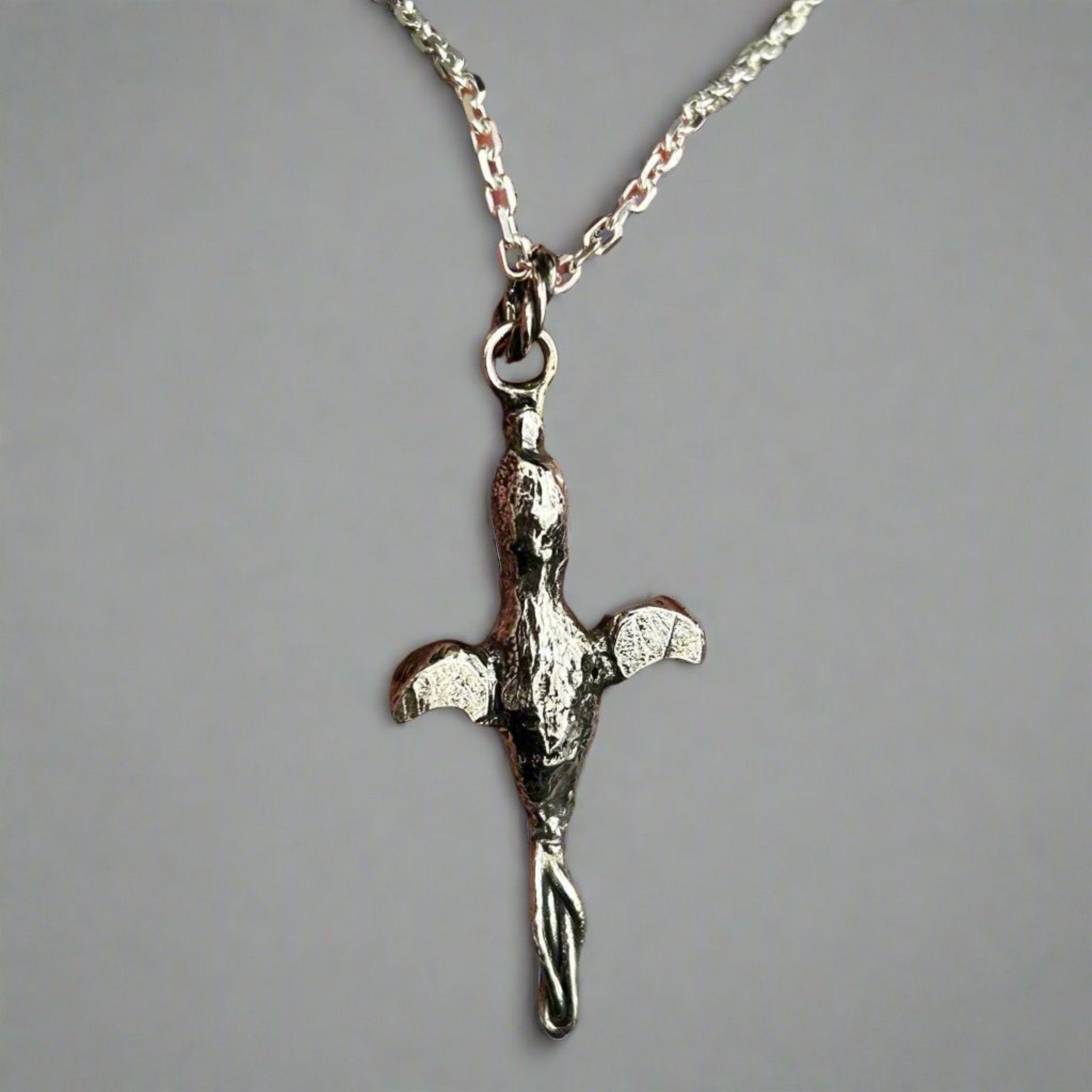 Flying bird sterling silver necklace