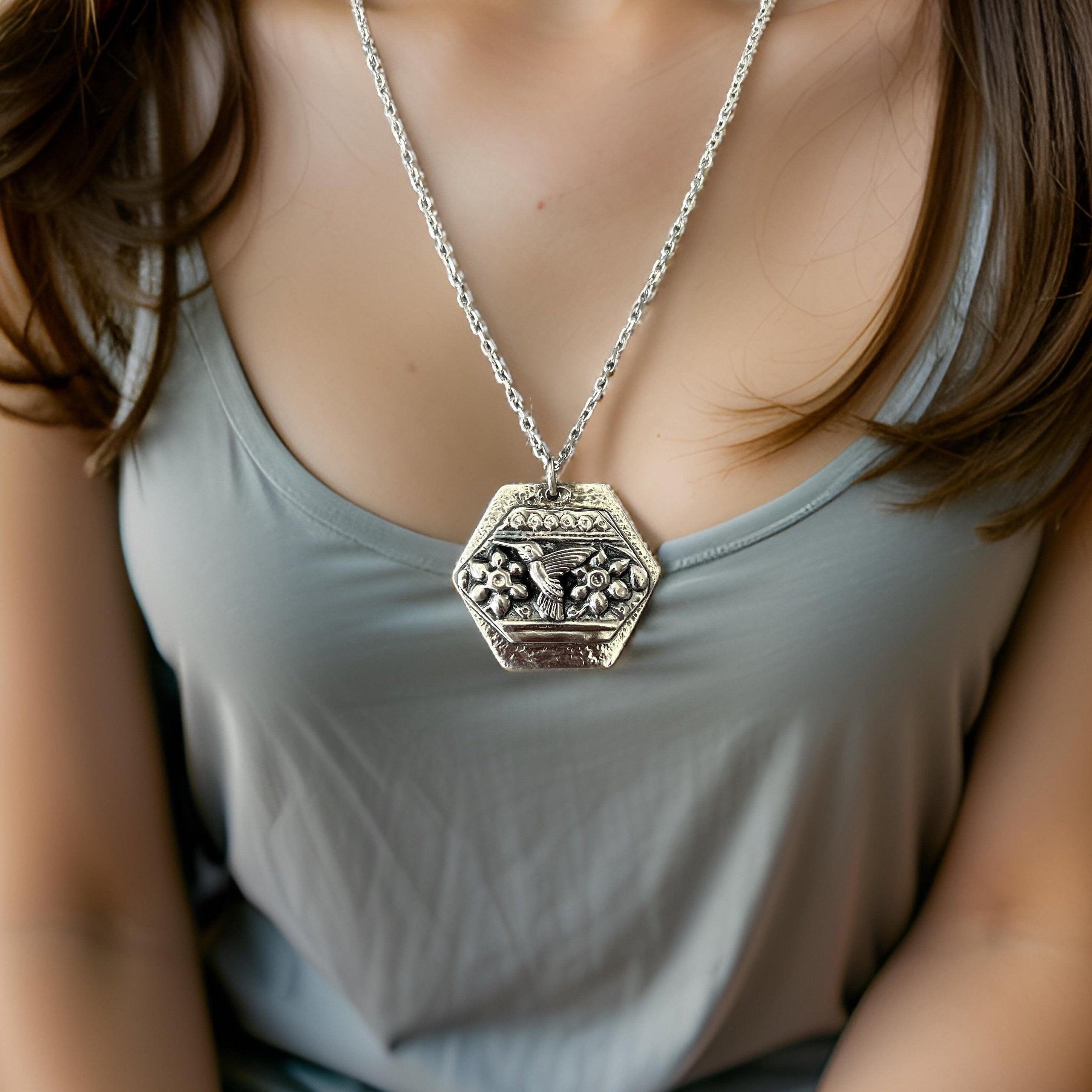 Hummingbird Art Necklace - Handcrafted Necklace | JJewelryArt