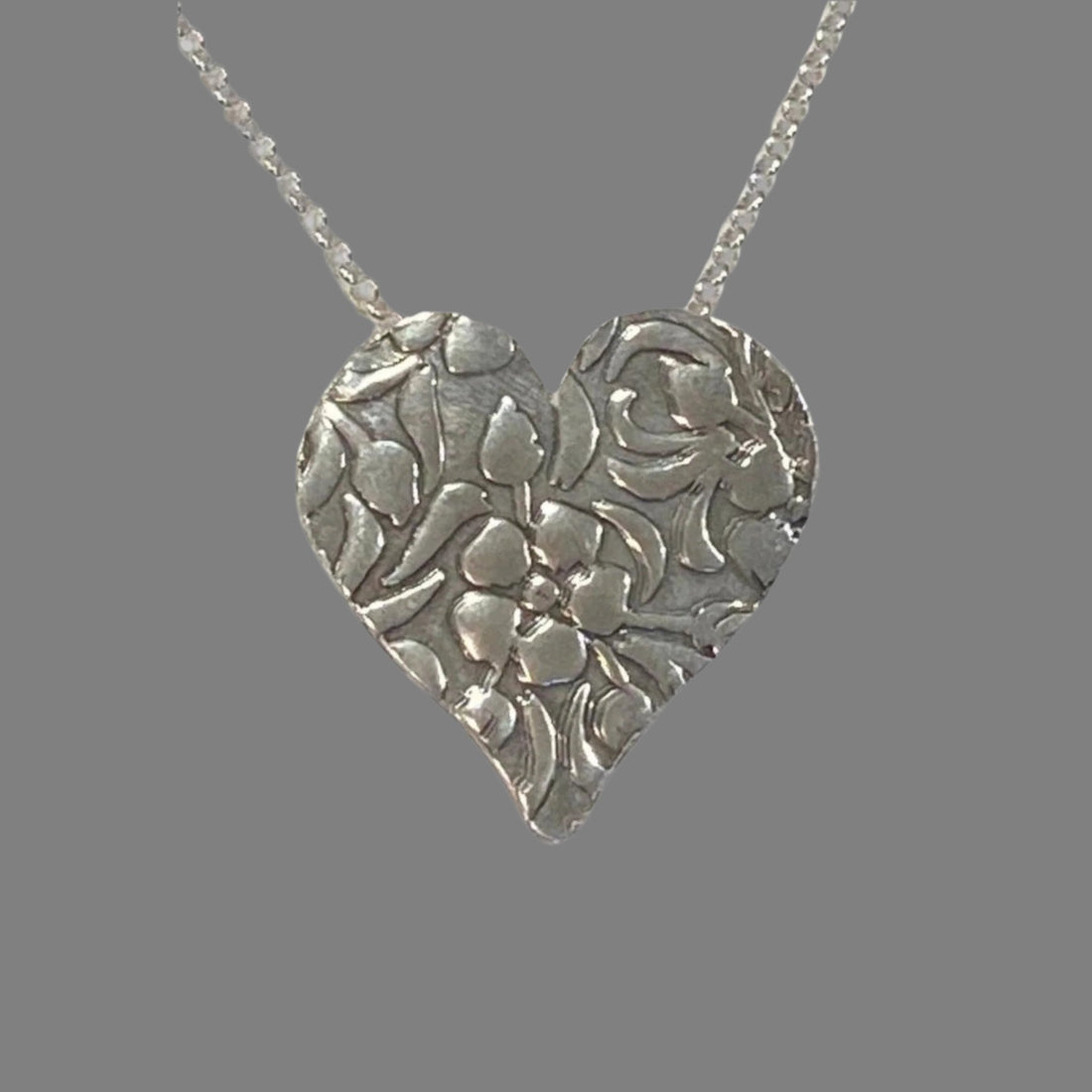 Large Heart Necklace - Handmade Silver Pendant | JJewelryArt