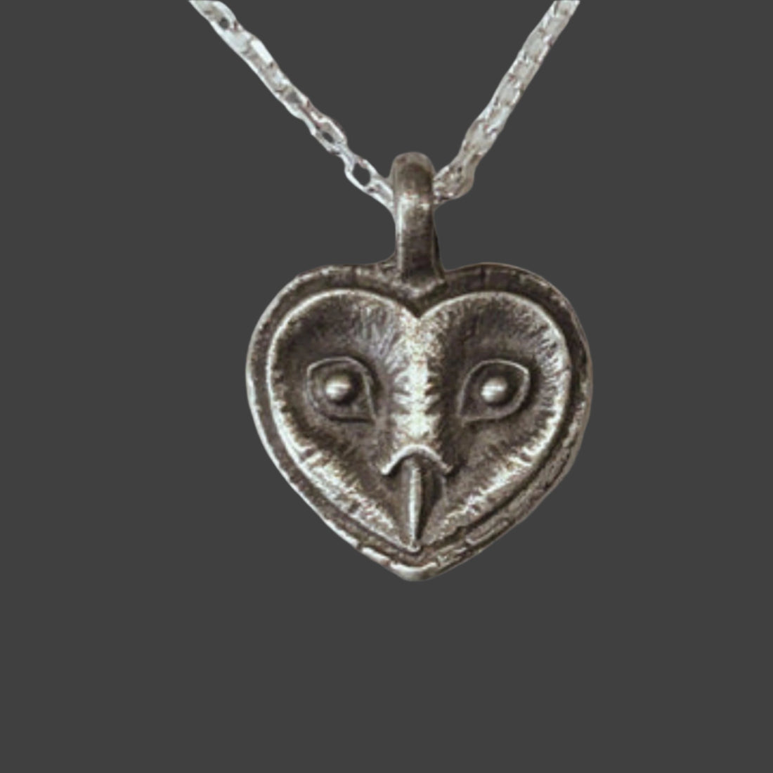 Silver Owl Pendant - Rustic Oxidized Finish - Unisex Jewelry