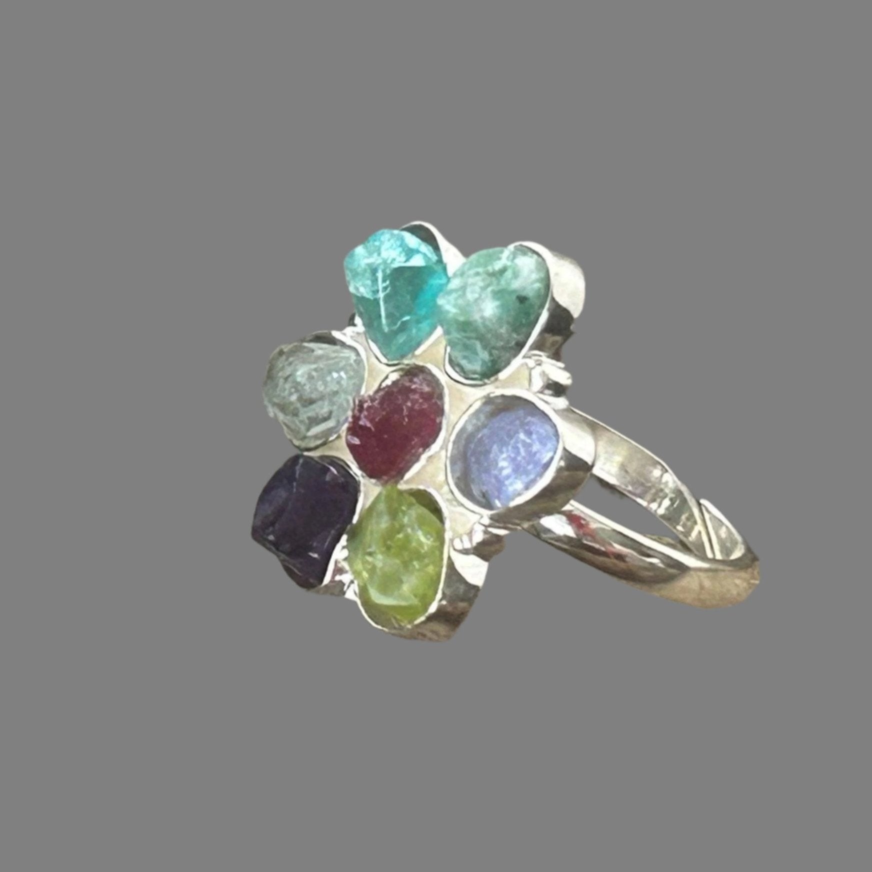 Multi-Stone Ring - Natural Raw Stones Jewelry | JJewelryArt