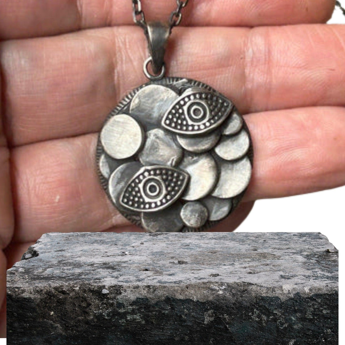 Inspirational Evil Eye Necklace / Handmade in 925 Sterling Silver