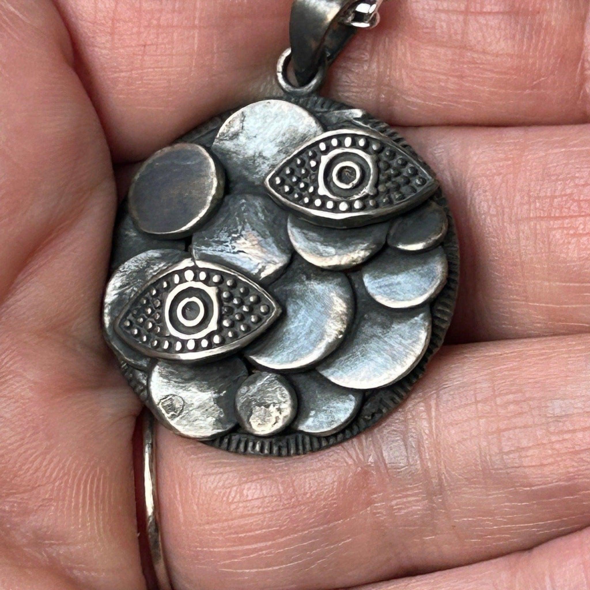 Inspirational Evil Eye Necklace / Handmade in 925 Sterling Silver