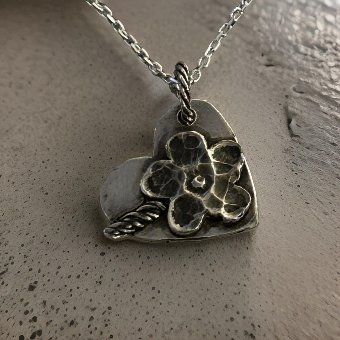 Heart and Flower Necklace - Silver Pendants | JJewelryArt