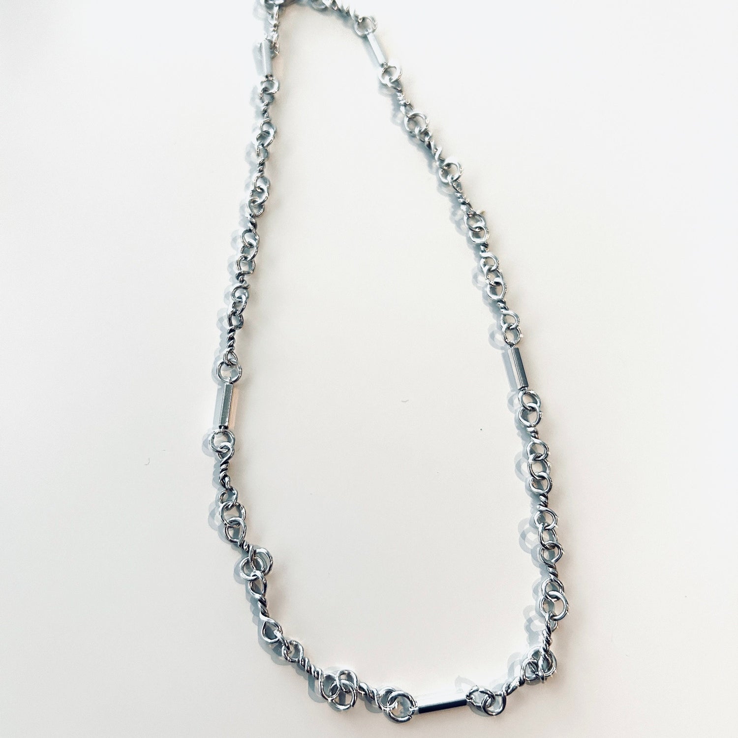 Hand-Twisted Sterling Silver Chain Necklace – 18-Inch Artisan 925 Links