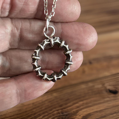 Handmade Sterling Silver Mens Spike Necklace Anchor Chain