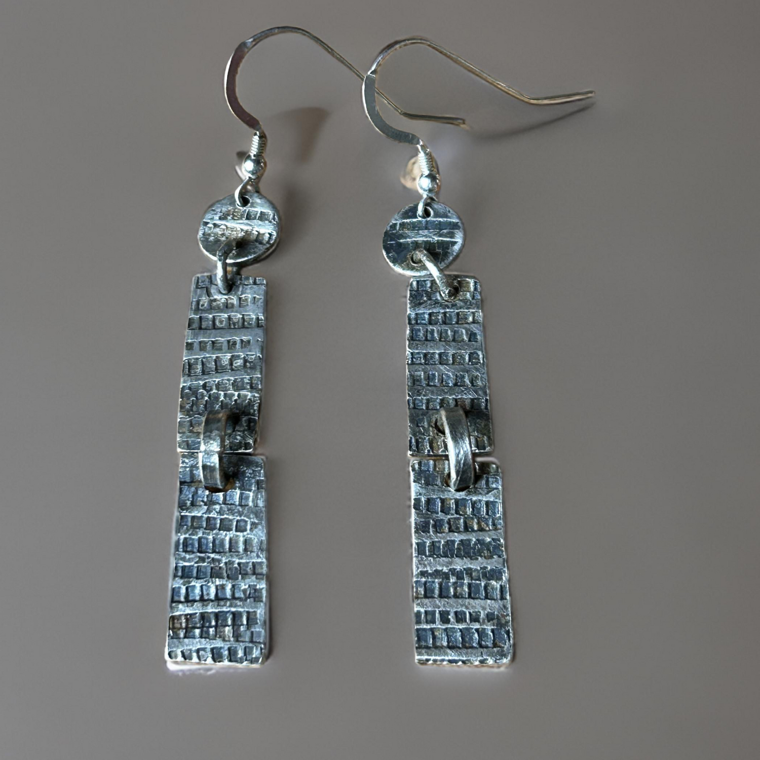 Rustic-oxidized-sterling-silver dangle-earrings