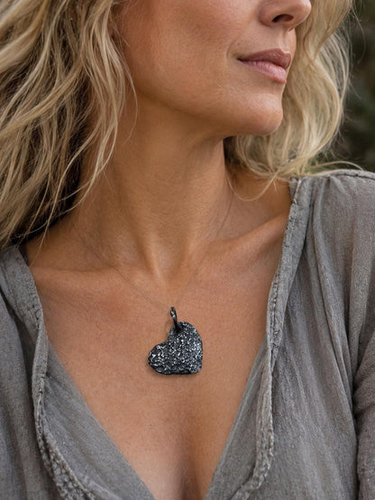Handmade Oxidized Sterling Silver Heart Pendant, Rustic Statement Jewelry, One-of-a-Kind Gift, Pendant Only