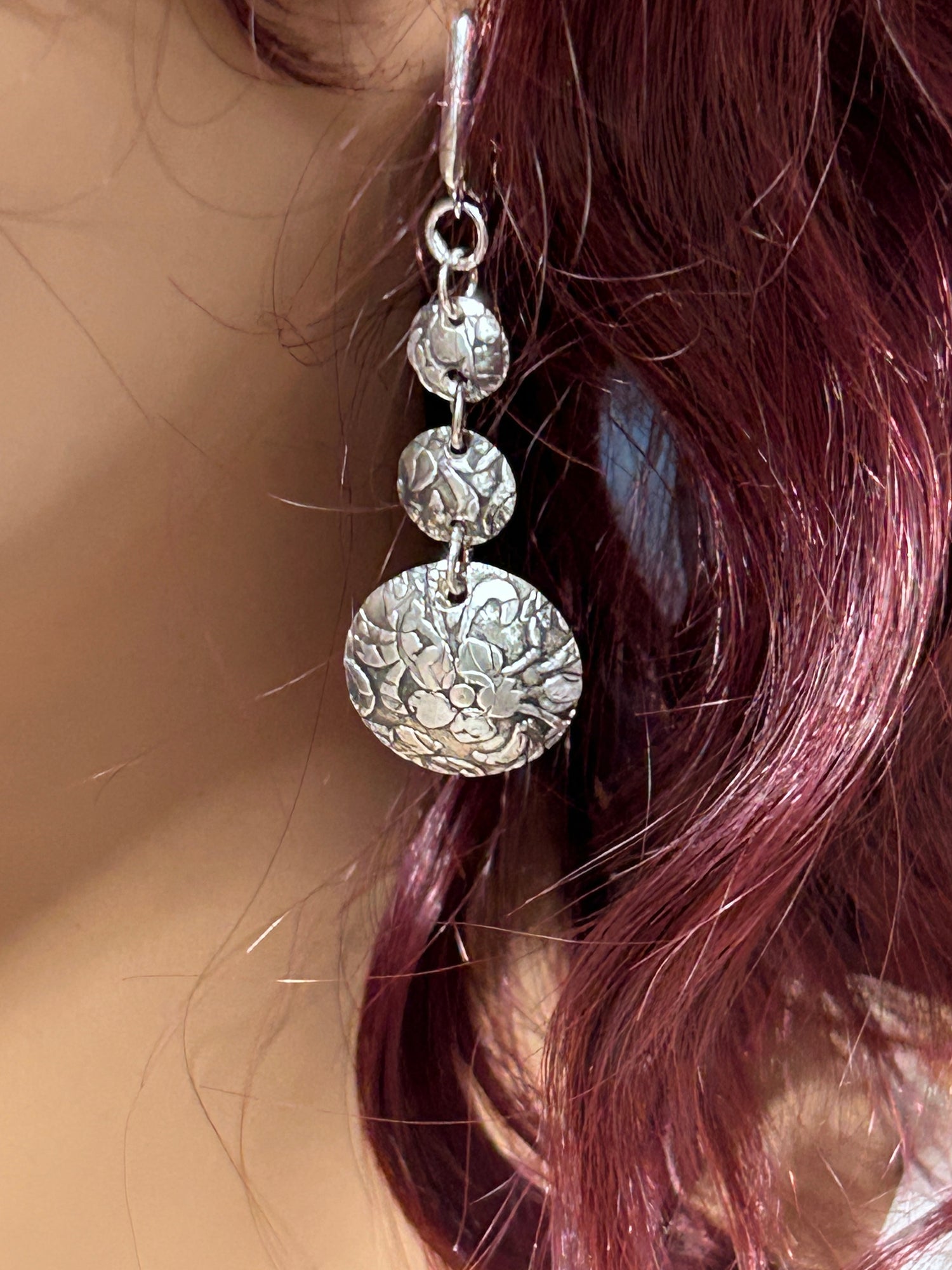 Fine Silver Floral Earrings One-of-a-Kind Earrings