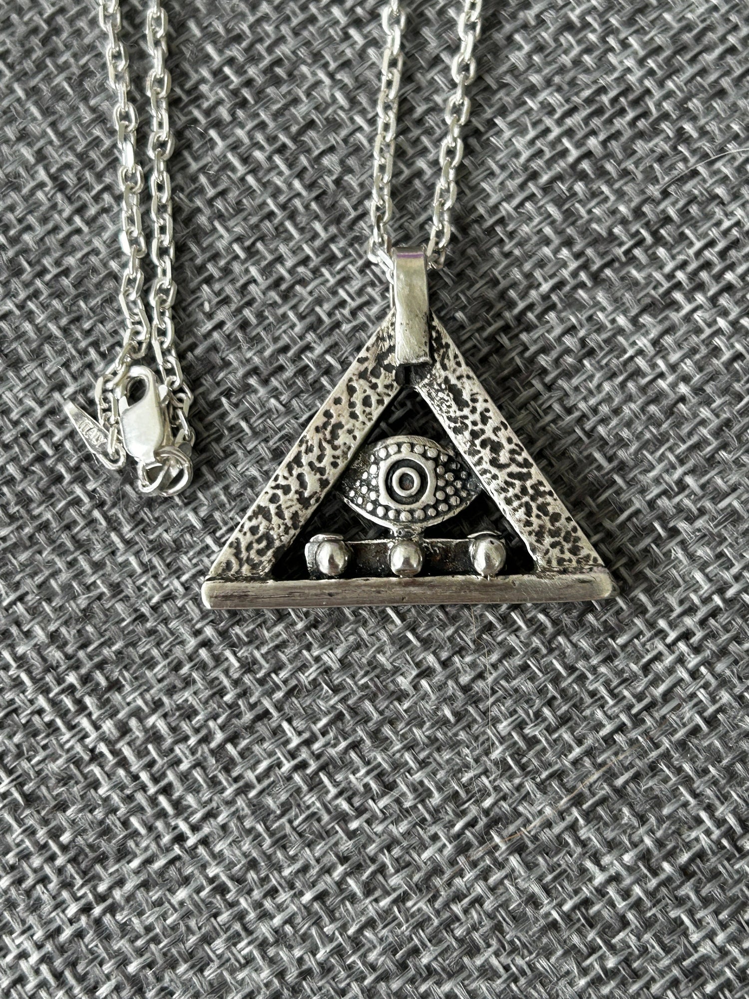 Egyptian Evil Eye pendant Sterling silver Handcrafted Necklace