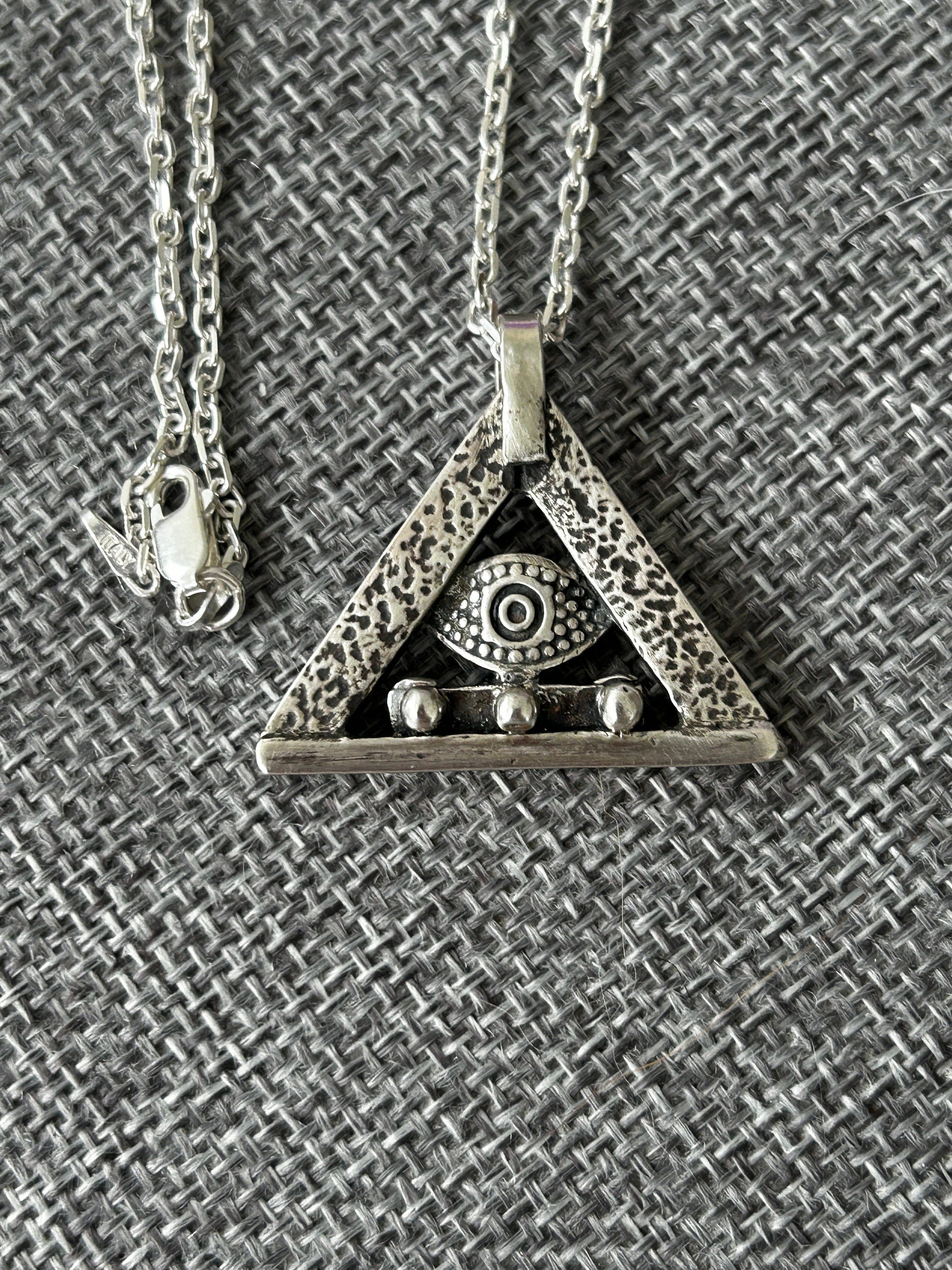 Egyptian Evil Eye pendant Sterling silver Handcrafted Necklace