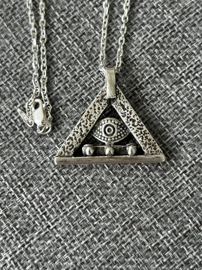 Egyptian Evil Eye pendant Sterling silver Handcrafted Necklace