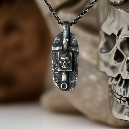 Mens Skull Cross Necklace Handmade in Sterling Silver Mens Jewelry
