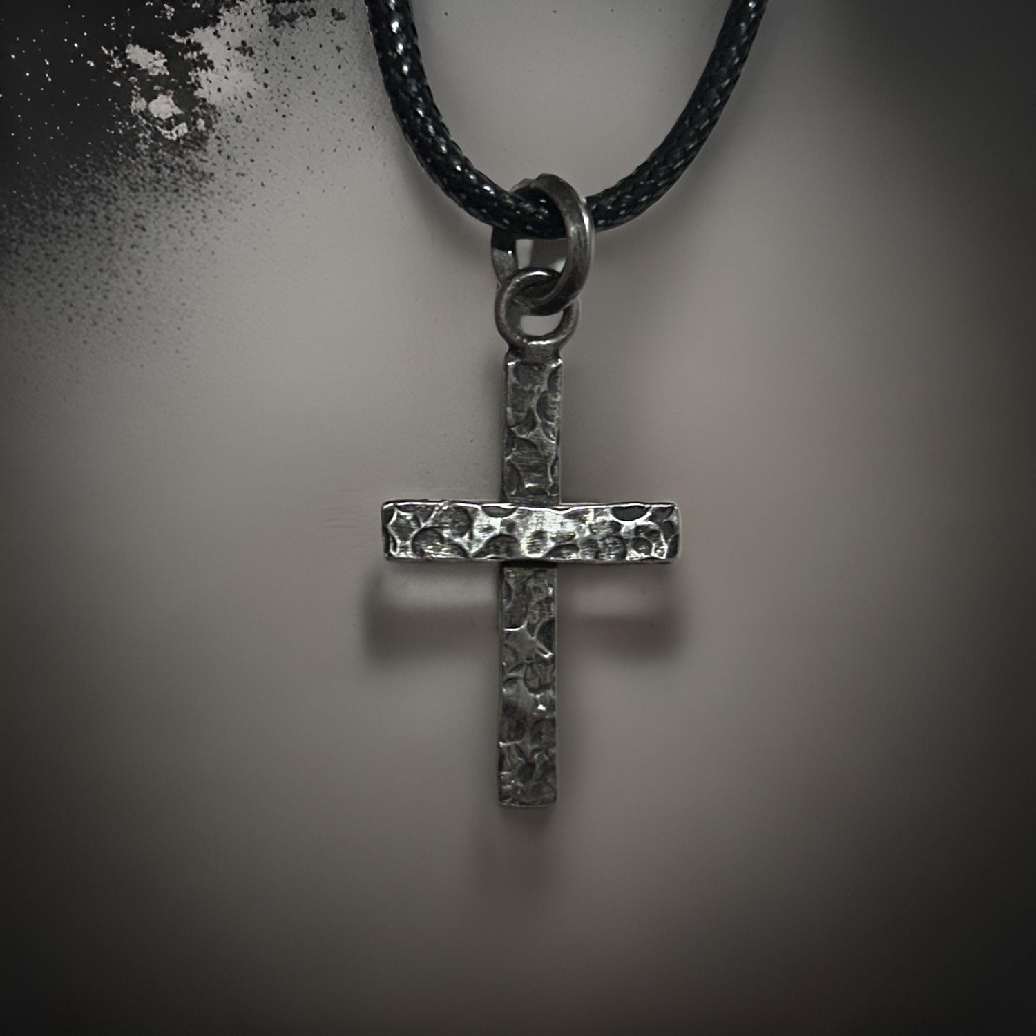 Handmade  Sterling Silver Cross Pendant Oxidized Finish