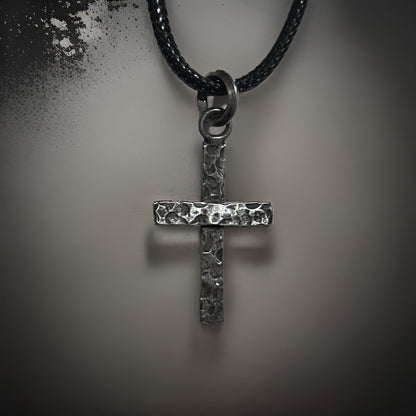 Handmade  Sterling Silver Cross Pendant Oxidized Finish