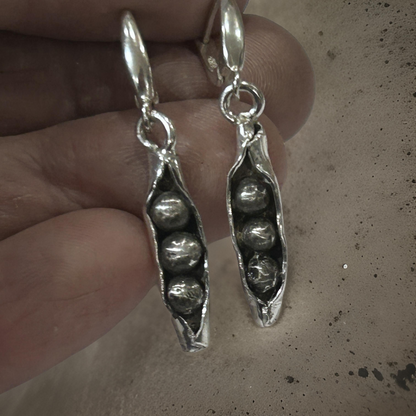 Handmade 925 sterling silver beans Nature-inspired earrings