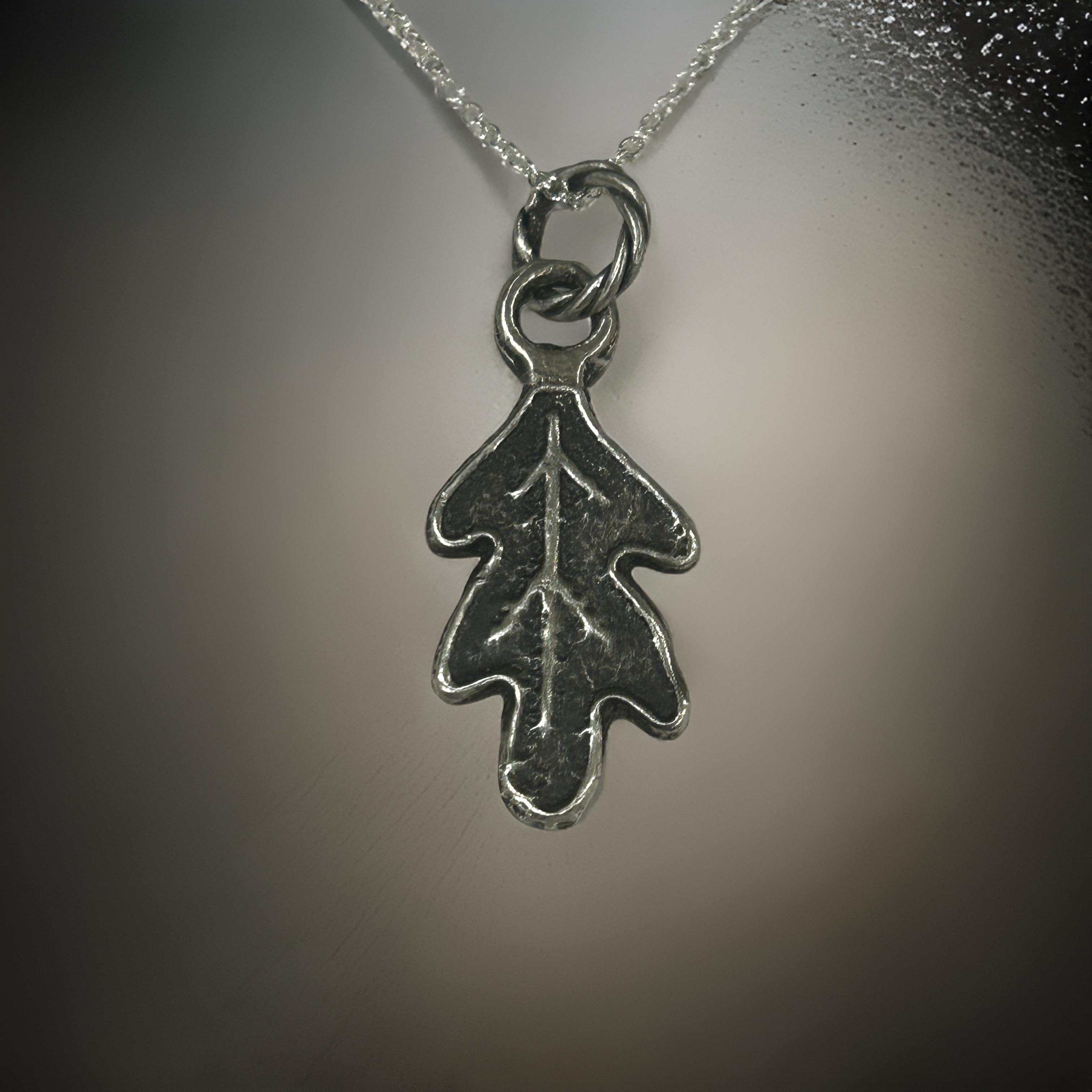 Handmade Sterling Silver Oak Leaf Pendant Necklace