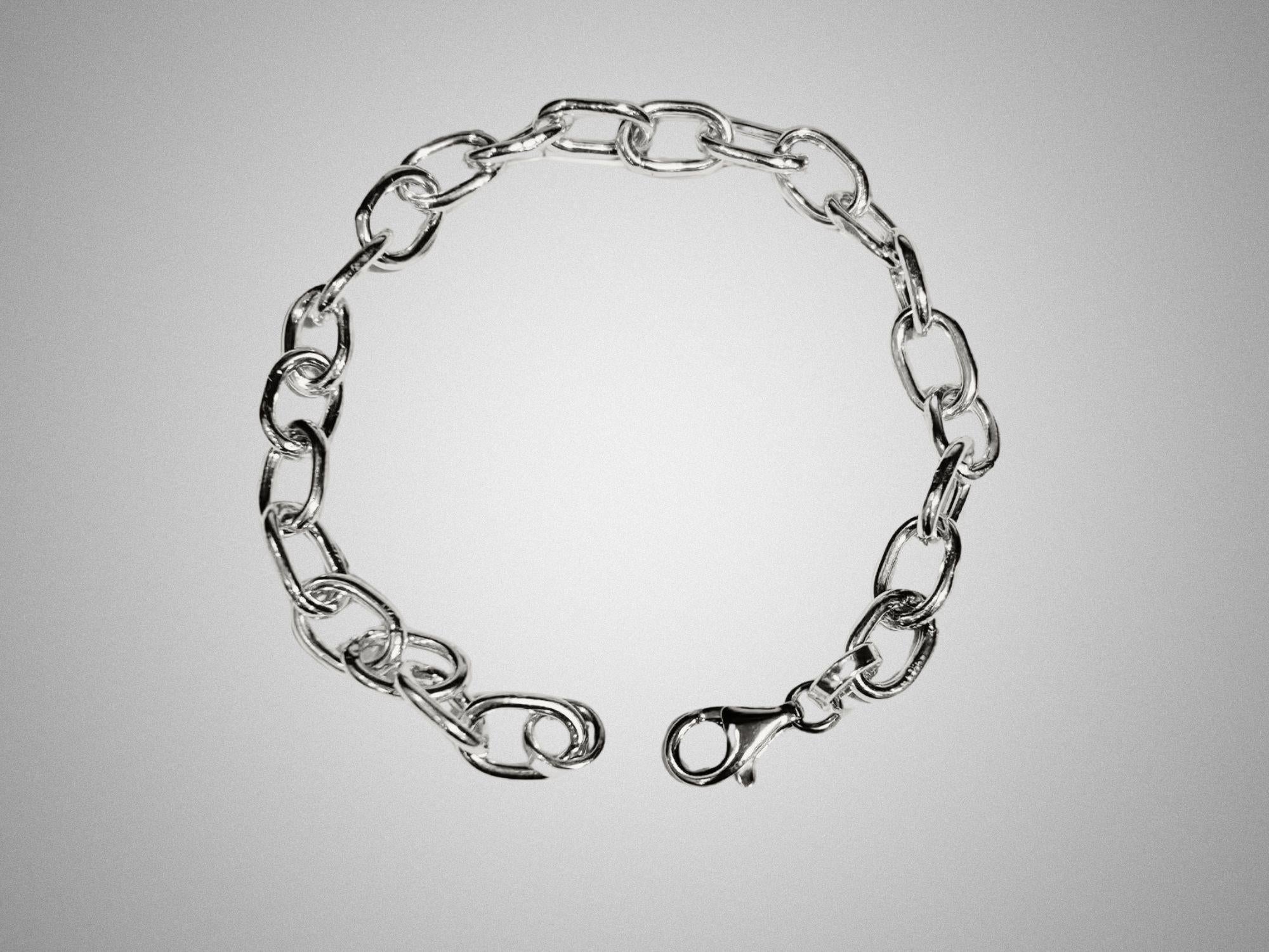 Handmade Sterling Silver Chunky Oval Link Chain Bracelet – 8 Inch Solid Silver