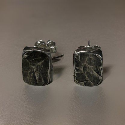 Sterling Silver rectangular Men’s Stud Earrings