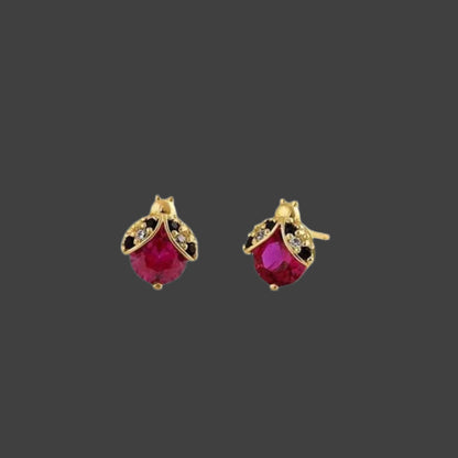 14K Gold Earrings - Earrings with Ruby CZ | JJewelryArt