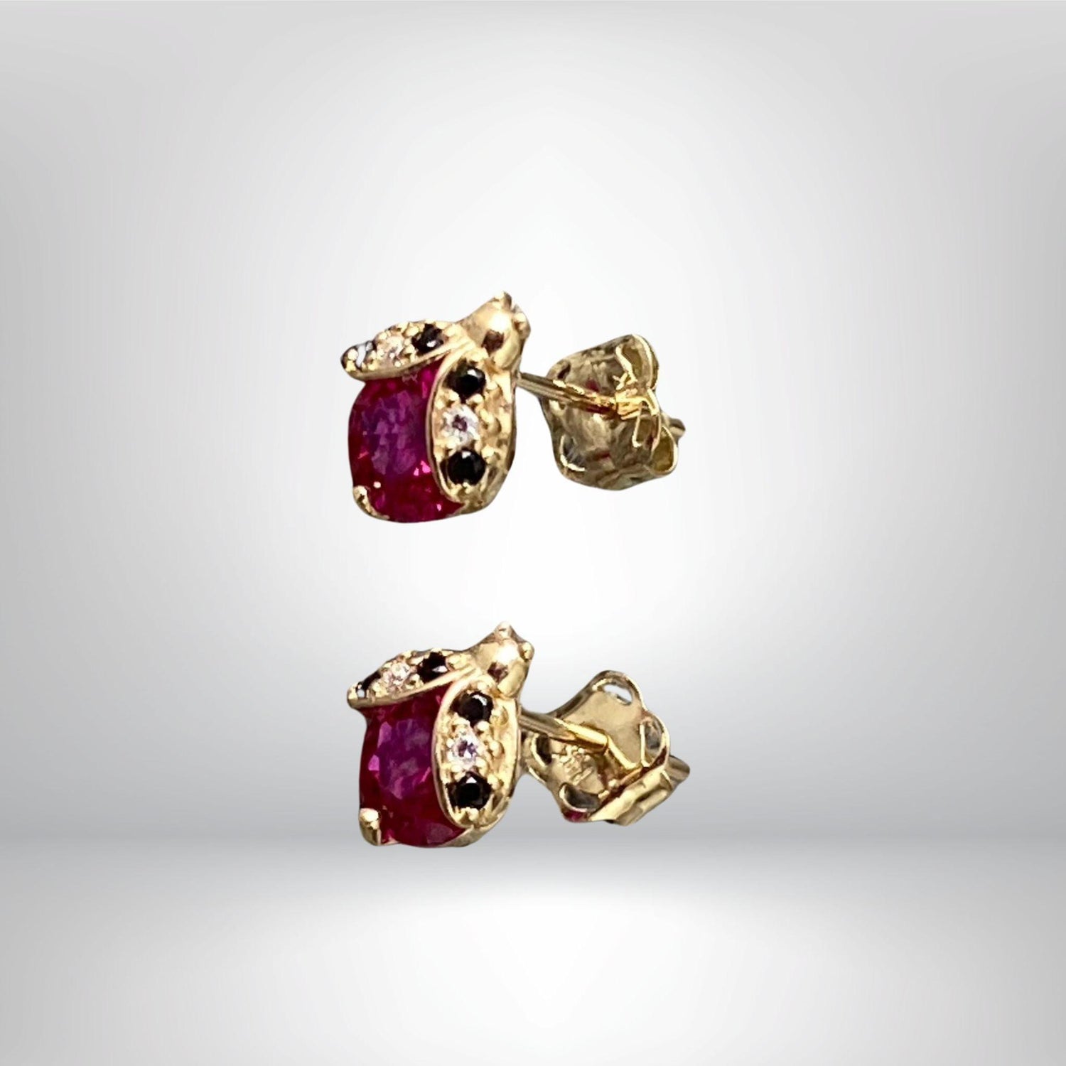 14K Gold Earrings - Earrings with Ruby CZ | JJewelryArt