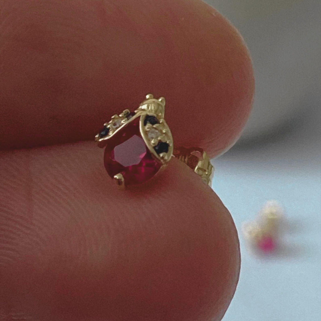 14K Gold Earrings - Earrings with Ruby CZ | JJewelryArt