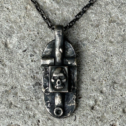 Mens Skull Cross Necklace Handmade in Sterling Silver Mens Jewelry