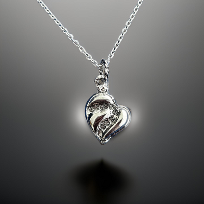 Heart Necklace with Flowers Design