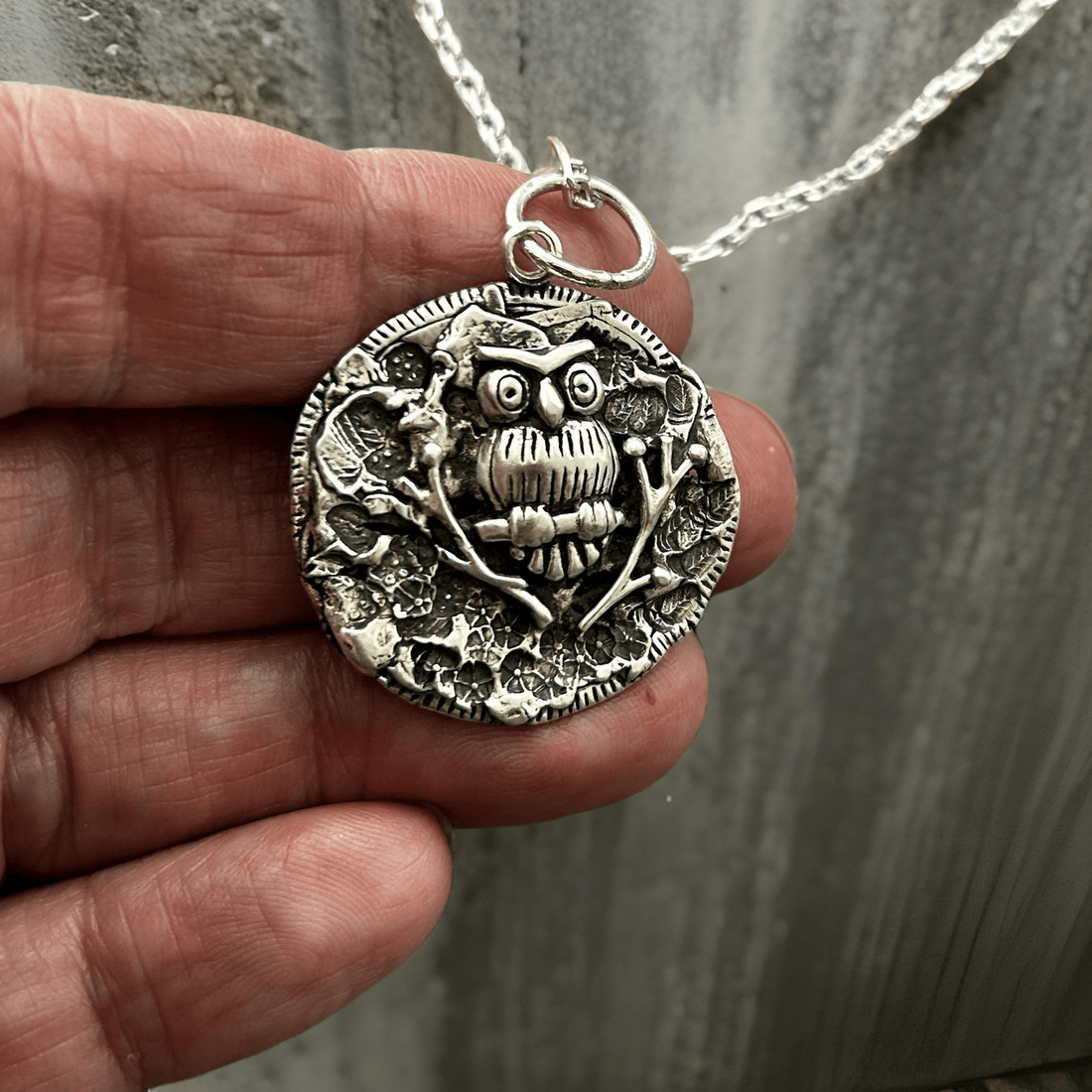 Sterling Silver Owl Pendant - Silver Owl Necklace | JJewelryArt